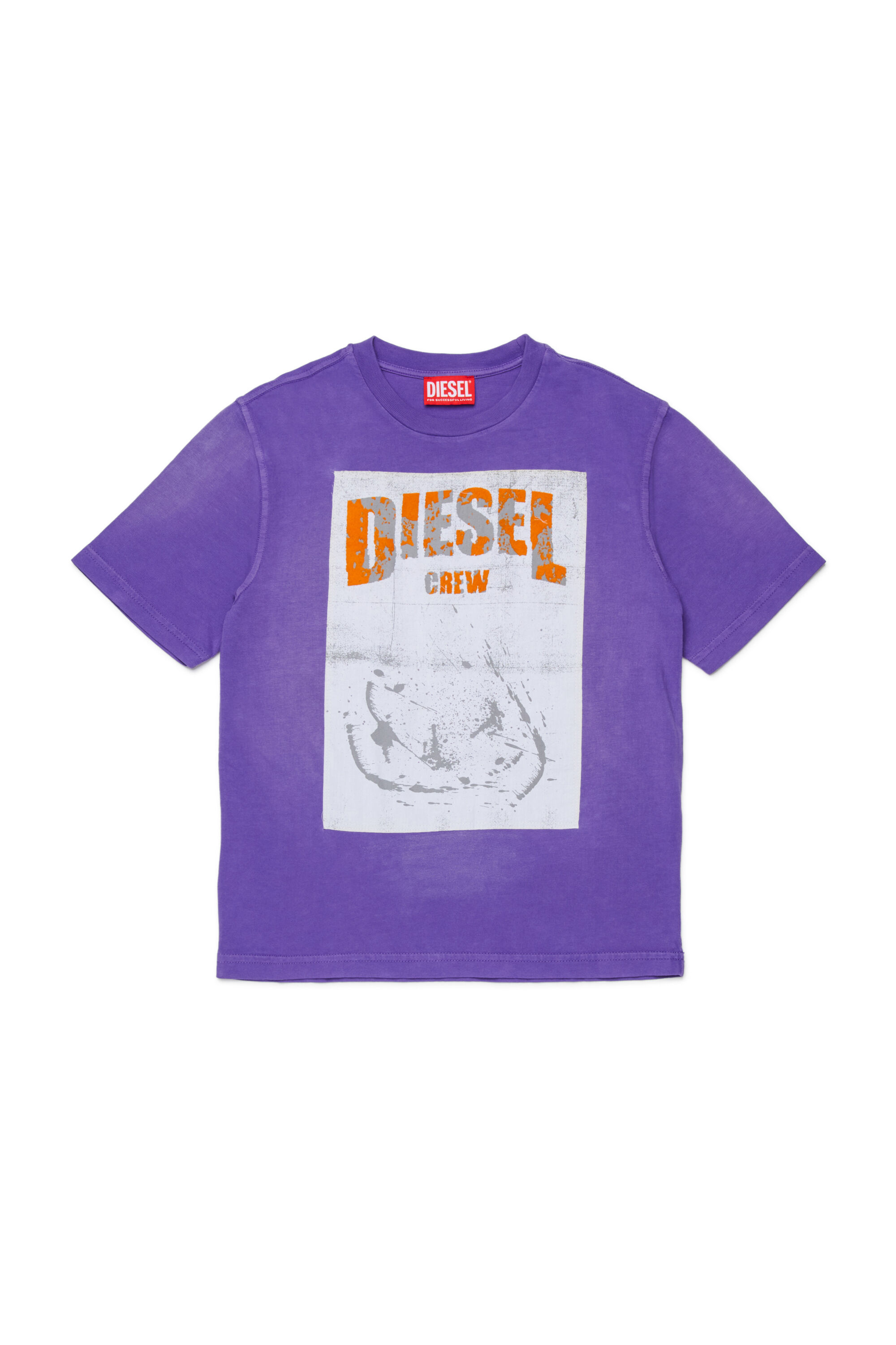 Diesel - TBERS OVER, T-shirt en coton avec imprim&eacute; graphique Diesel floqu&eacute; Homme in Violet - 1