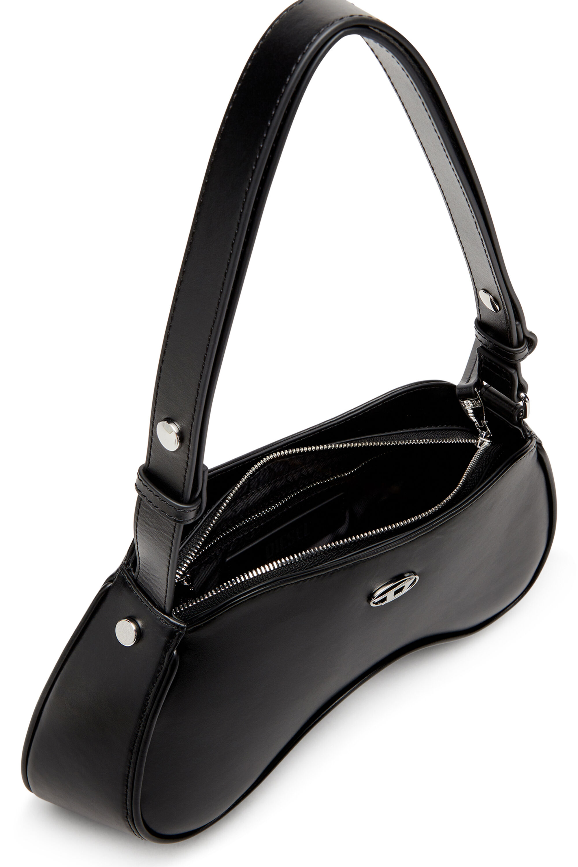 Diesel - PLAY SHOULDER, Play-Sac à bandoulière en cuir semi-brillant Femme in Noir - 5