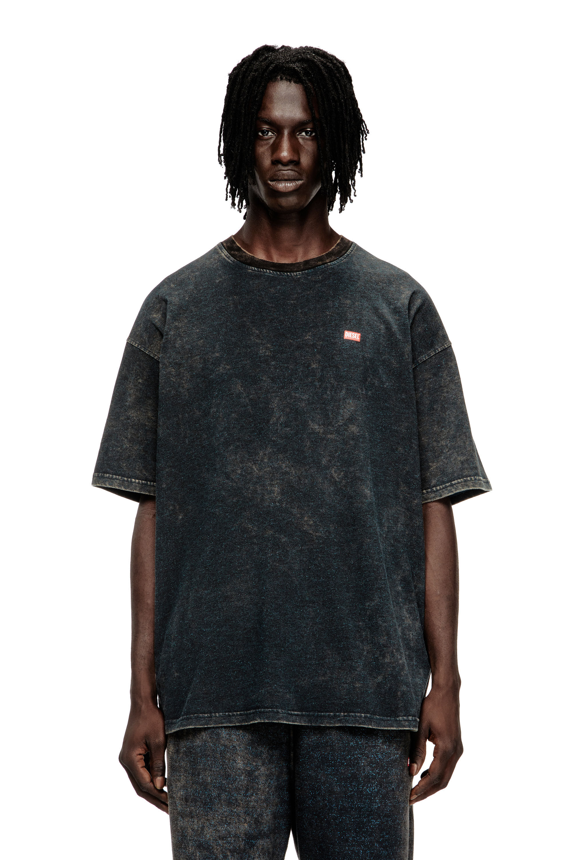 Diesel - T-BOXT-T4, T-shirt en jersey vanisé avec logo Homme in Noir - 3