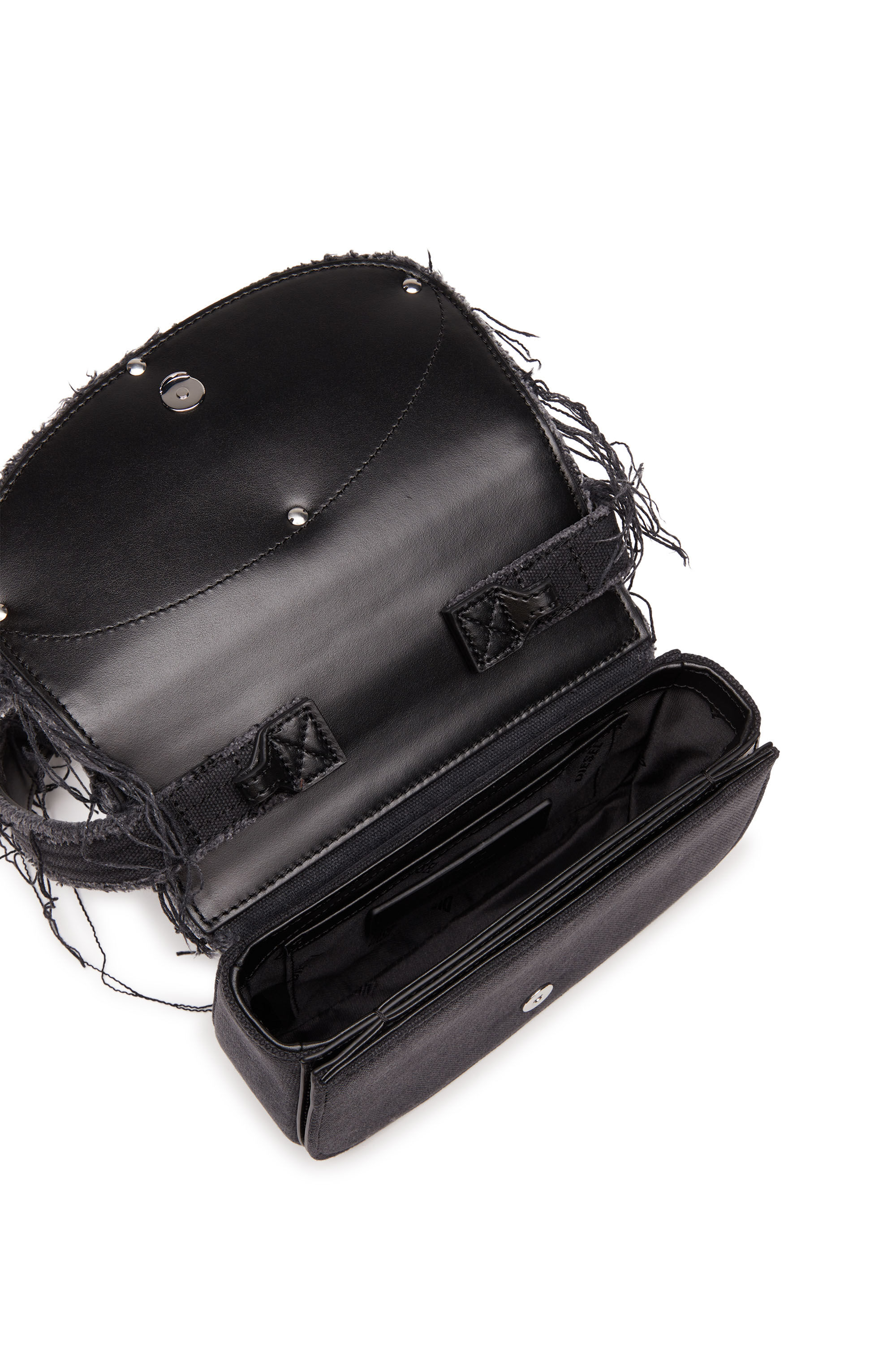 Diesel - 1DR, 1DR-Sac à bandoulière emblématique en toile et cuir Femme in Noir - 5
