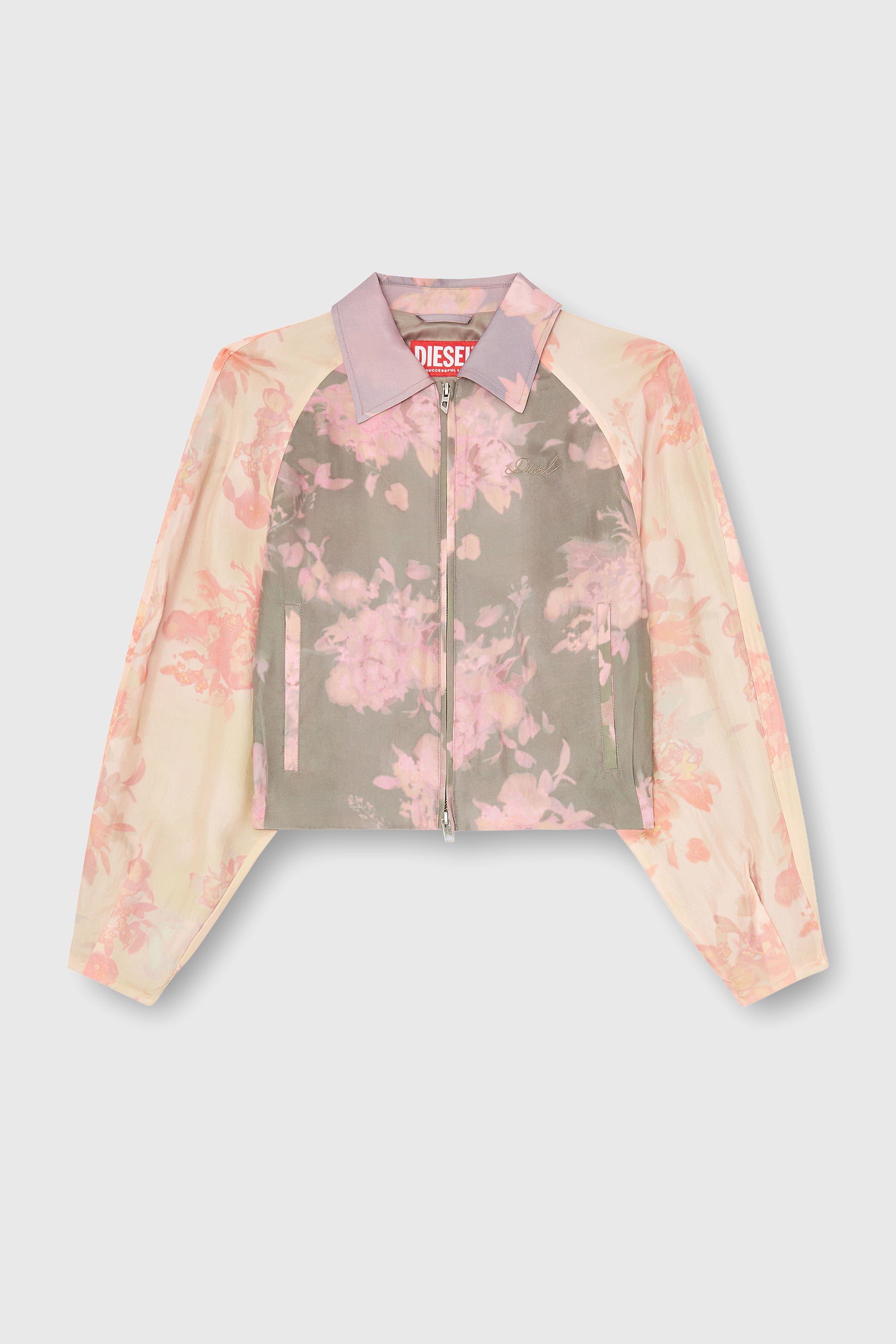 Diesel - G-ALENA, Blouson bomber fleuri en ac&eacute;tate froiss&eacute; Femme in Polychrome - 2