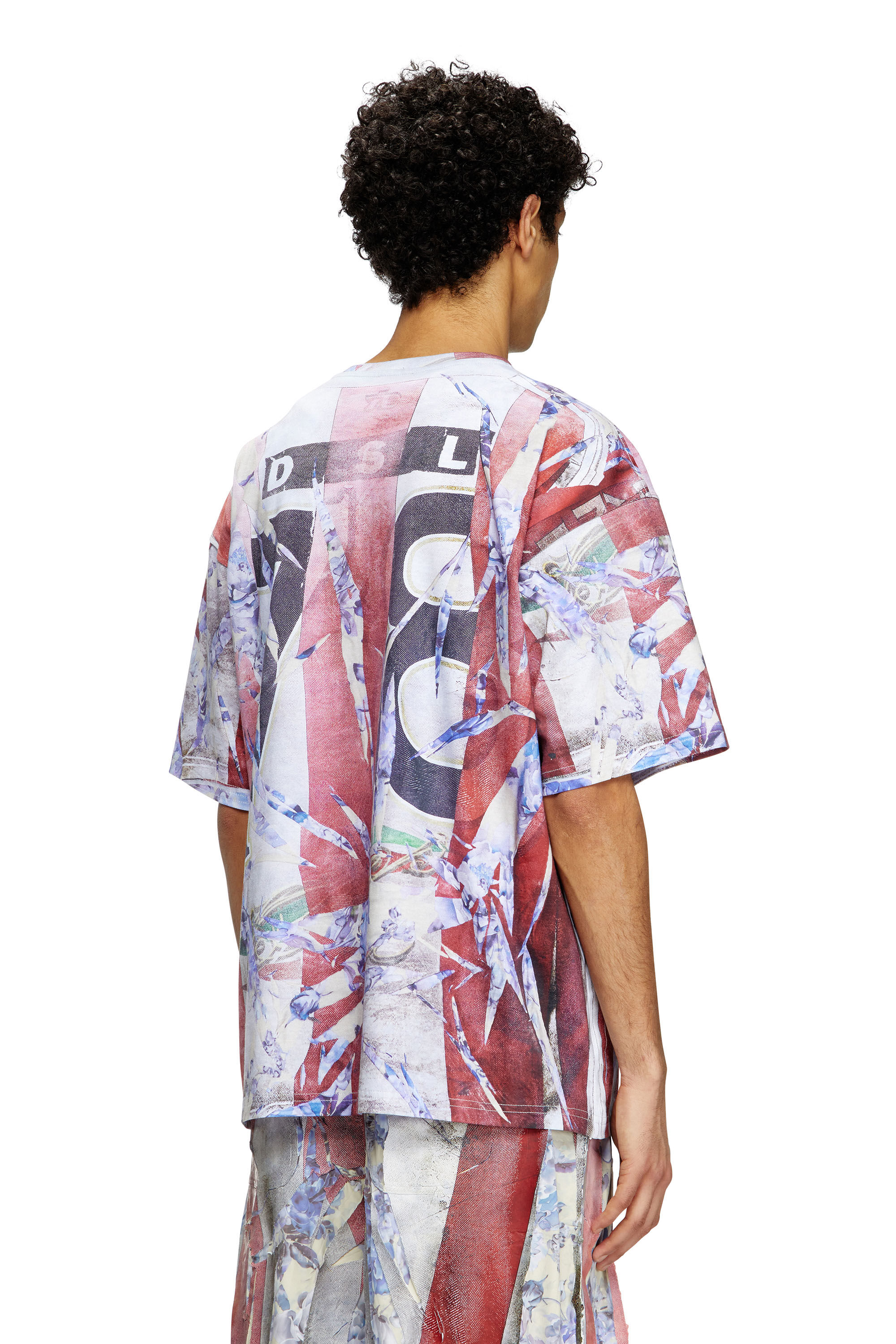 Men's T-shirt with trompe l'oeil cracked print | Multicolor