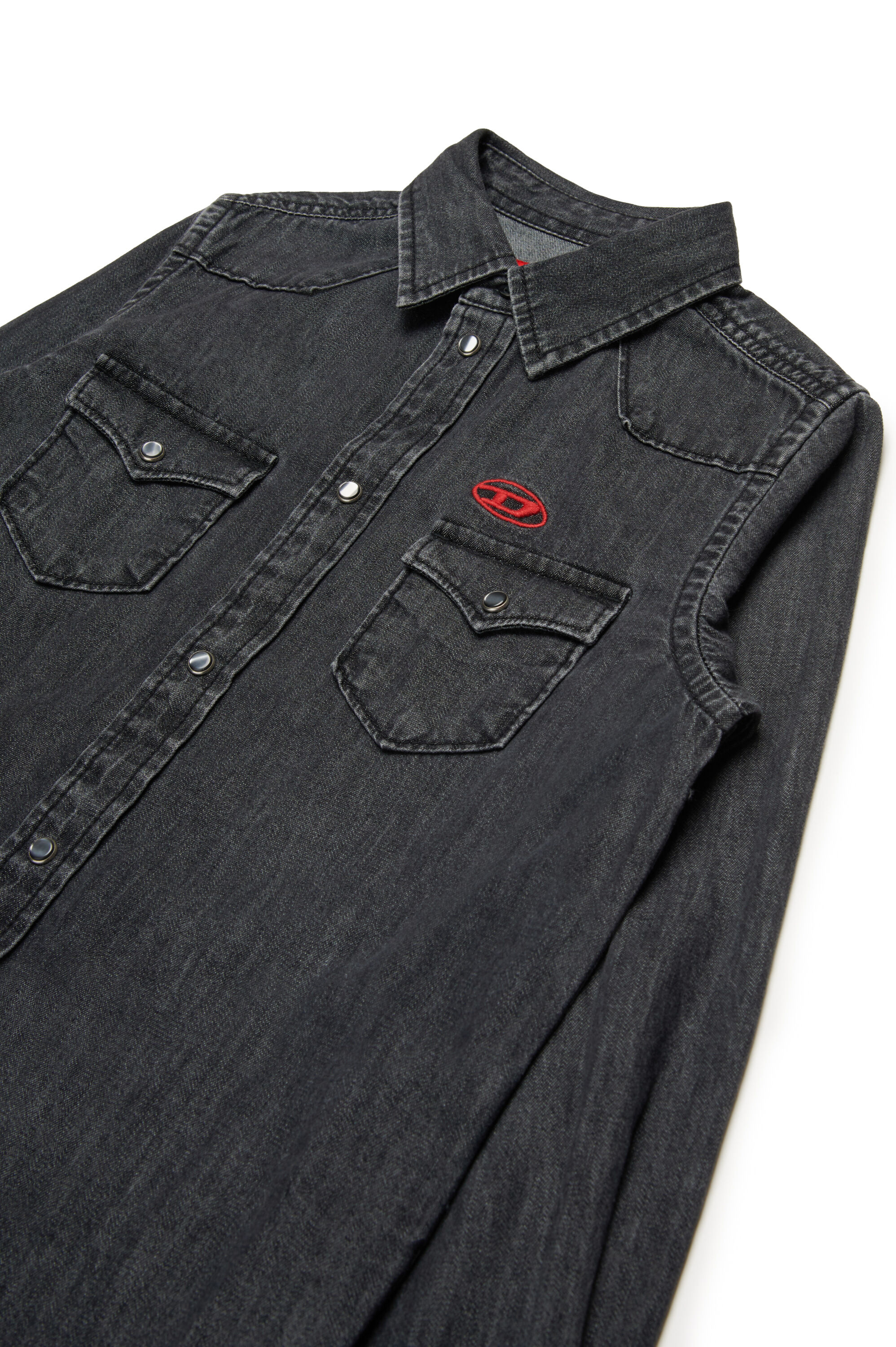 Diesel - CEKO, Chemise Western en denim Homme in Noir - 3