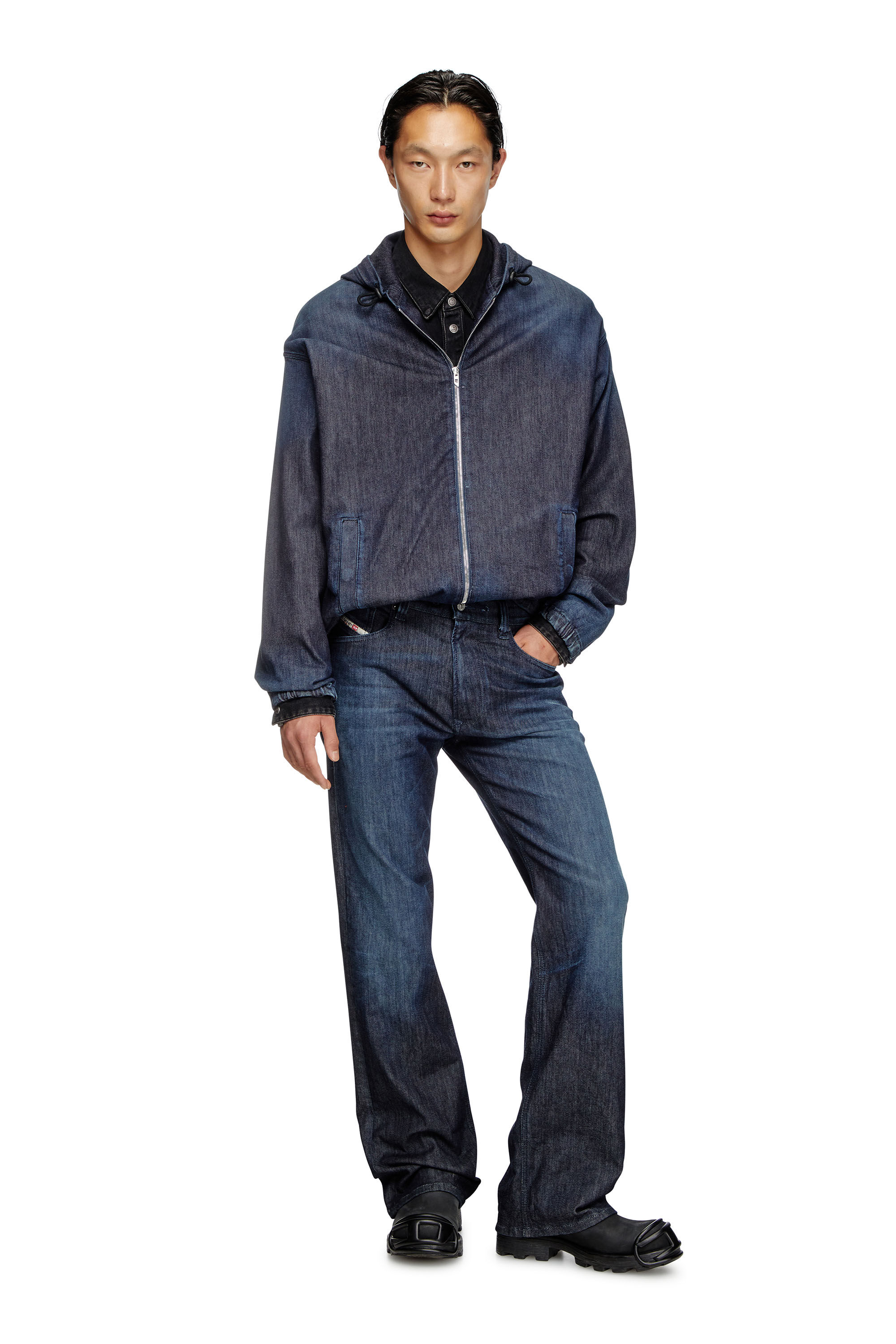 Diesel - D-WYNNY JOGG, Veste en JoggJeans à capuche Homme in Bleu - 1