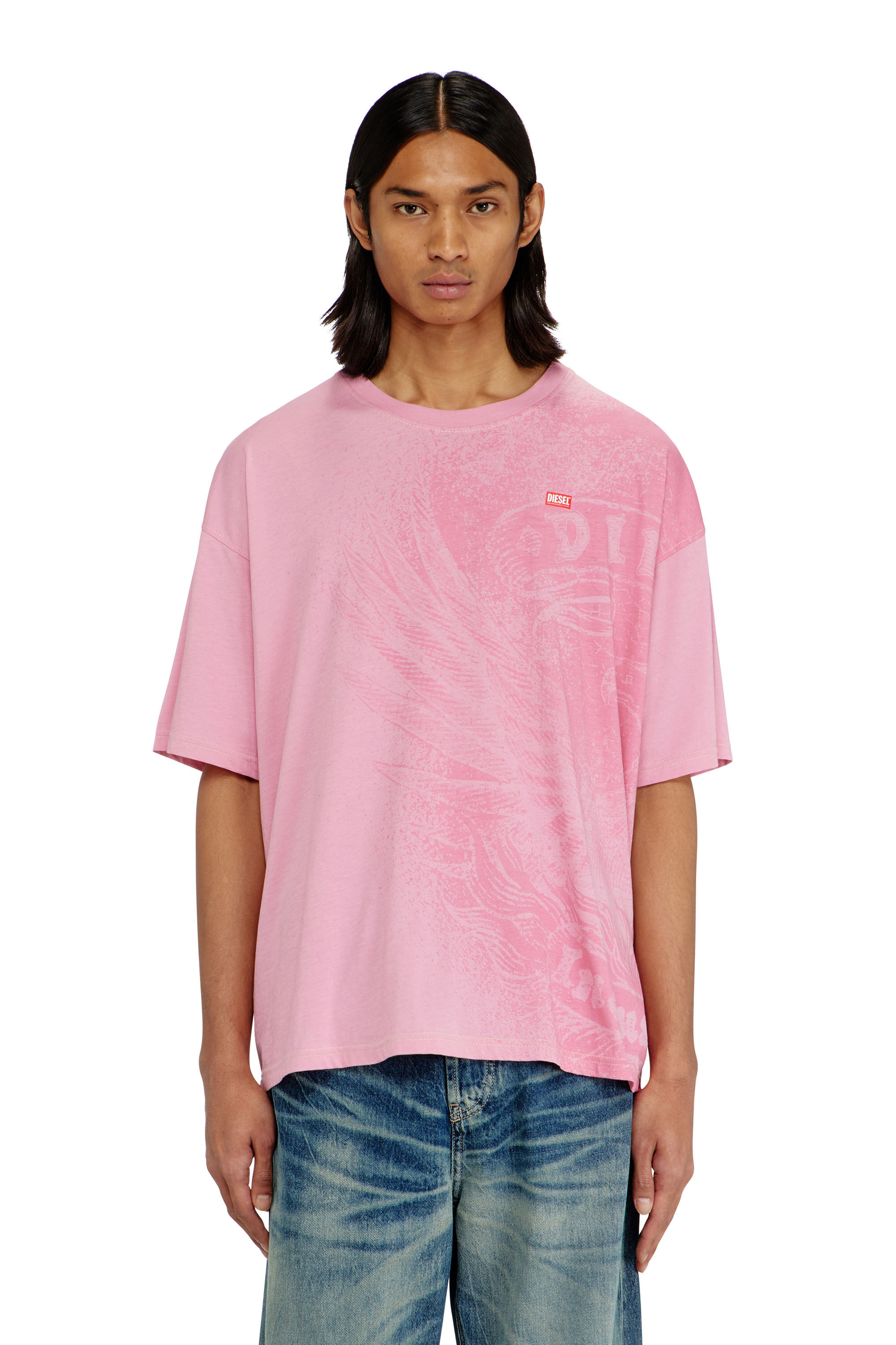Diesel - T-BOXT-AA3, Man's Relaxed T-shirt with pigment prints in Pink - 3