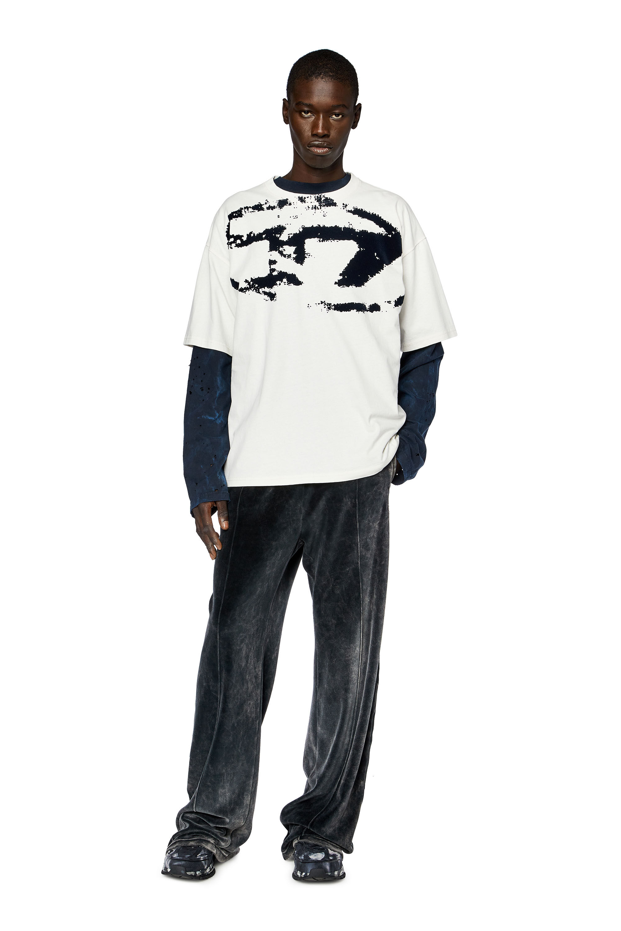 Men's heavyweight T-shirt with flocked logo | White | Diesel