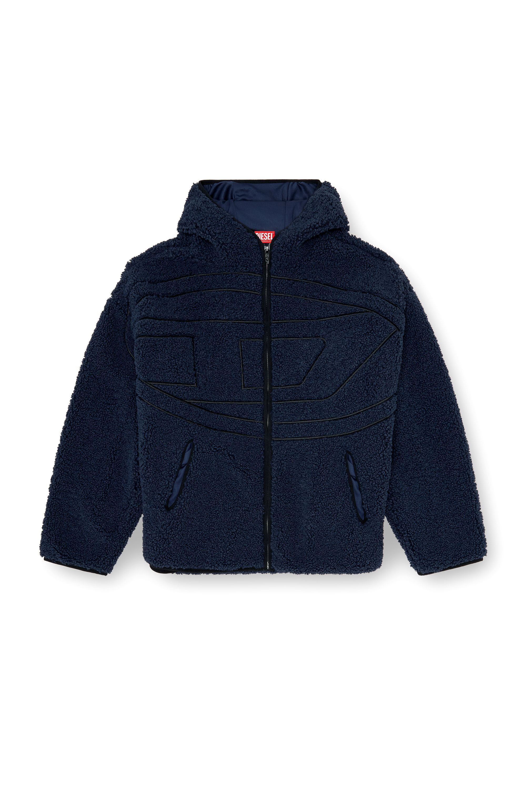 Diesel - S-ZAT, Veste &agrave; capuche en peluche Homme in Bleu - 2