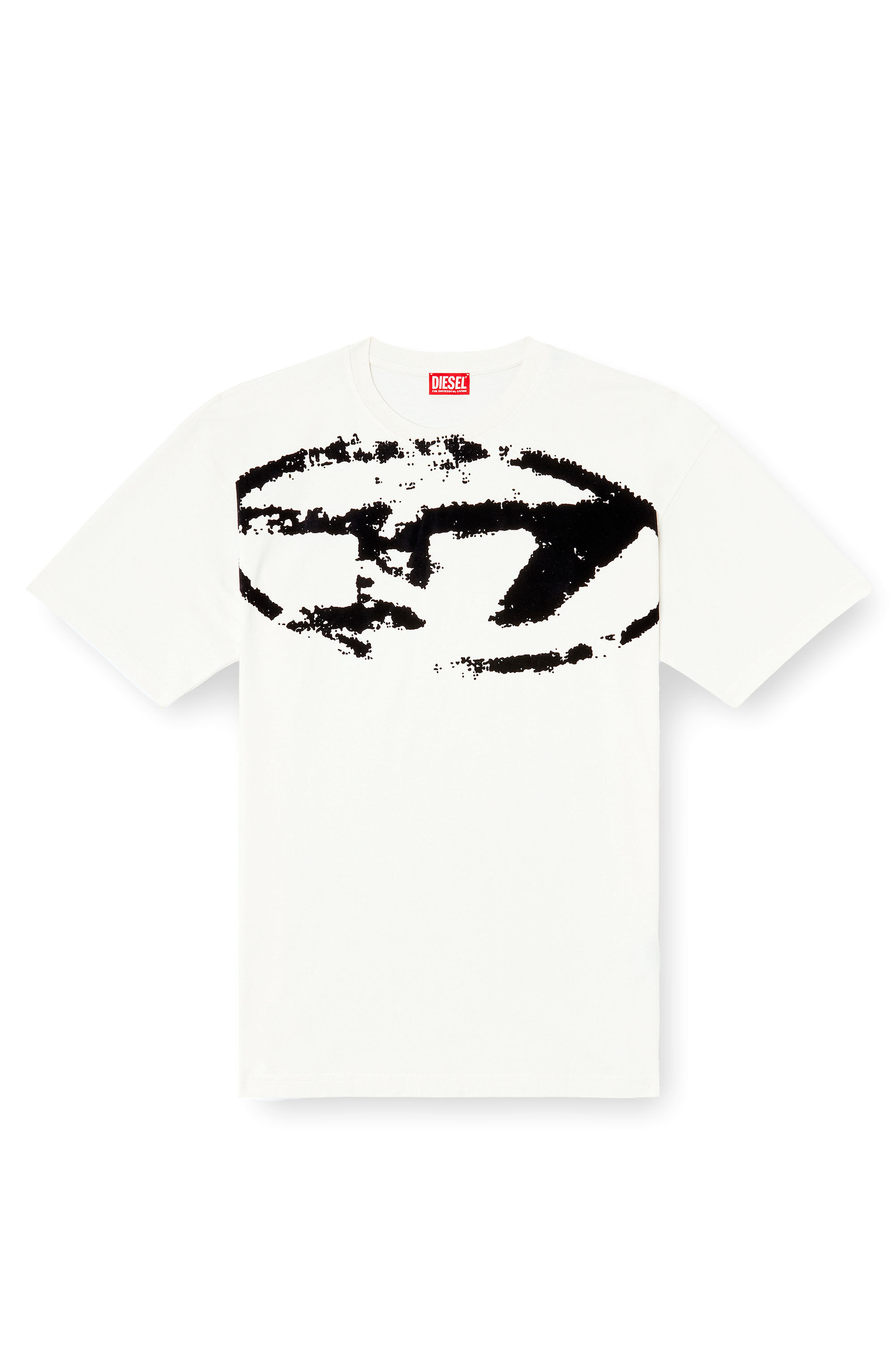 Diesel - T-BOXT-N14, T-shirt avec logo floqu&eacute; effet vieilli Homme in Blanc - 2