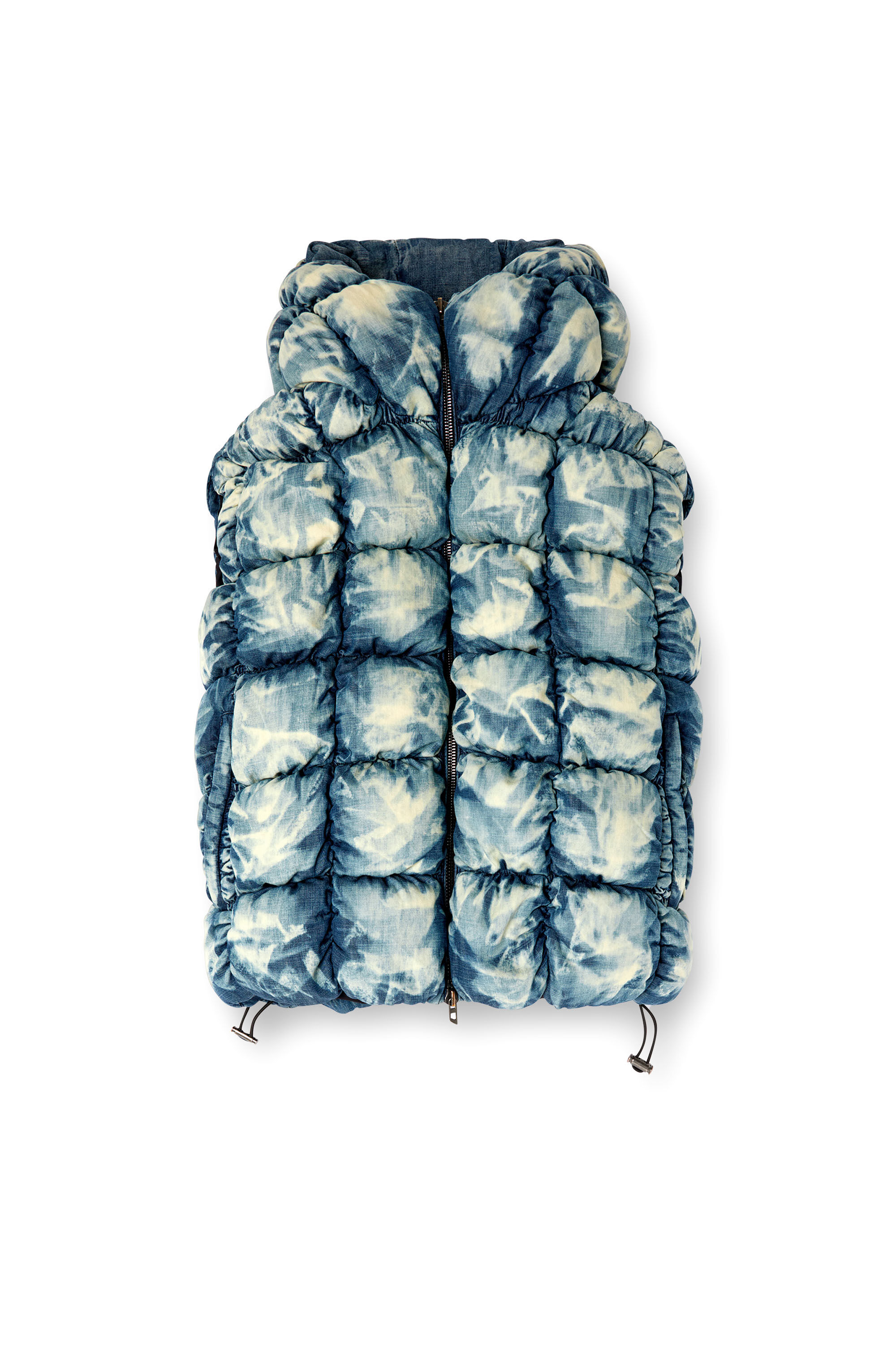 Diesel - W-THYS, Gilet doudoune en denim tie-dye Mixte in Bleu - 2
