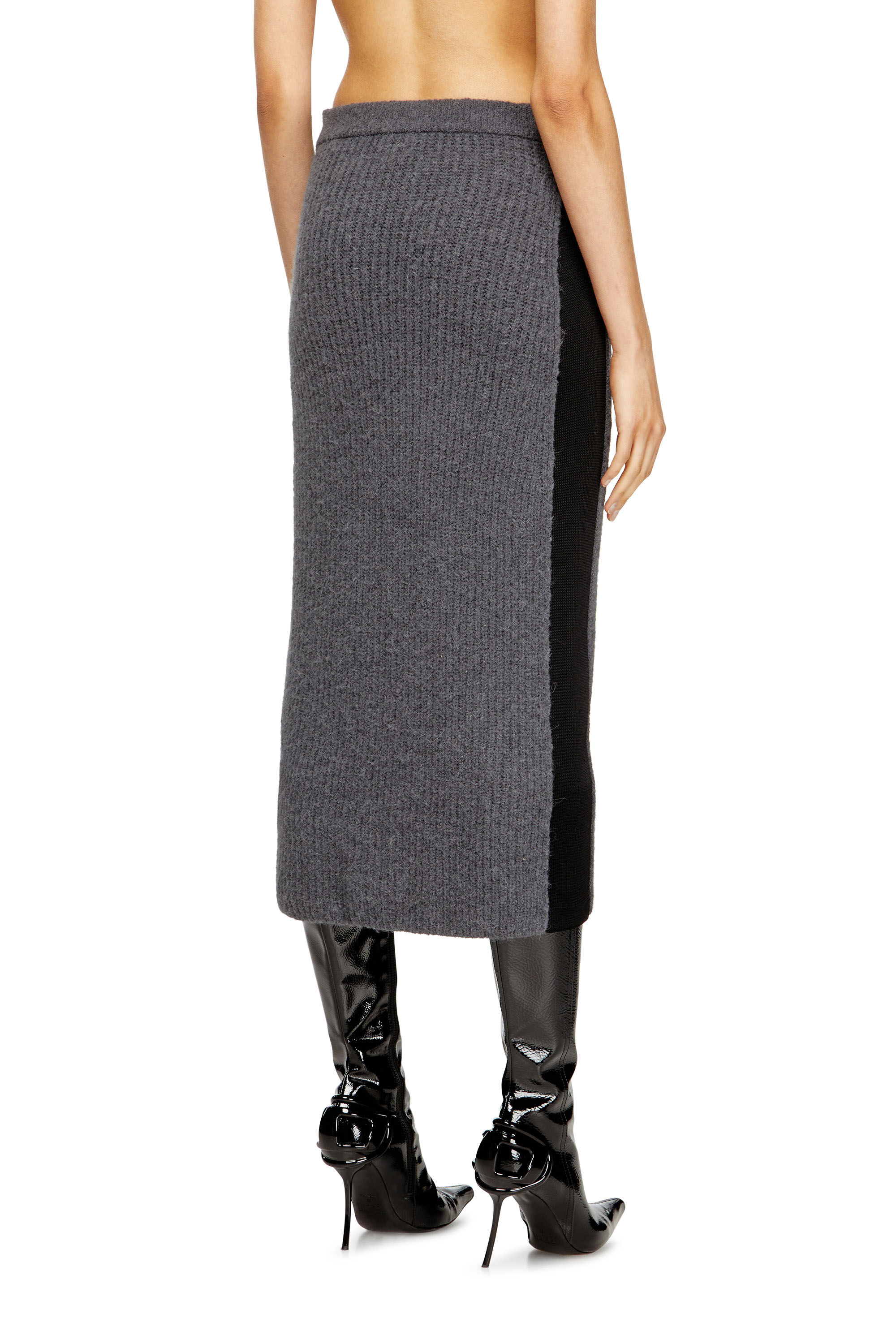 Diesel - M-LOUSI, Jupe midi en alpaga avec zip frontal Femme in Gris - 4
