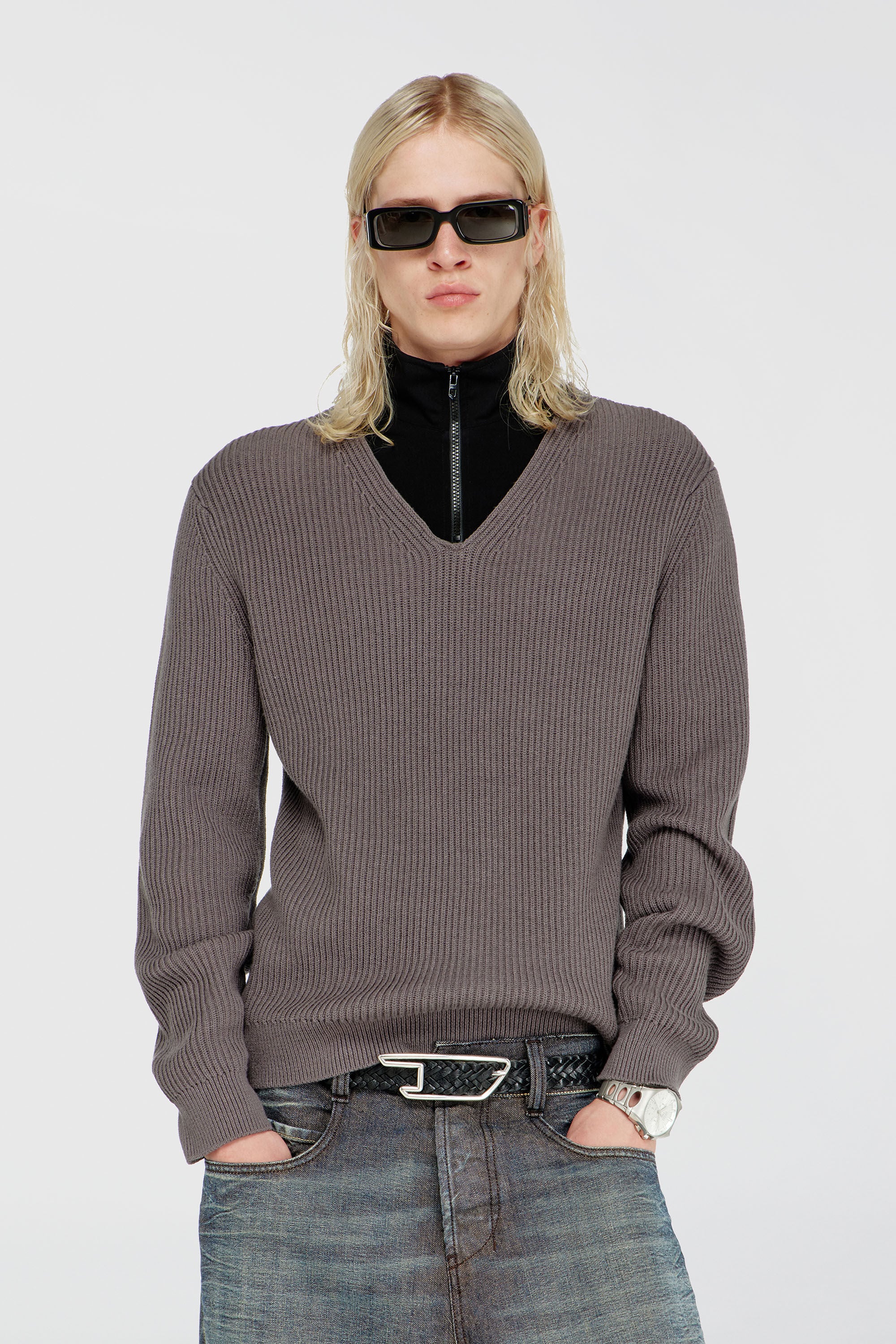 Diesel - K-MAMU, Pull &agrave; zip court avec col superpos&eacute; Homme in Polychrome - 3