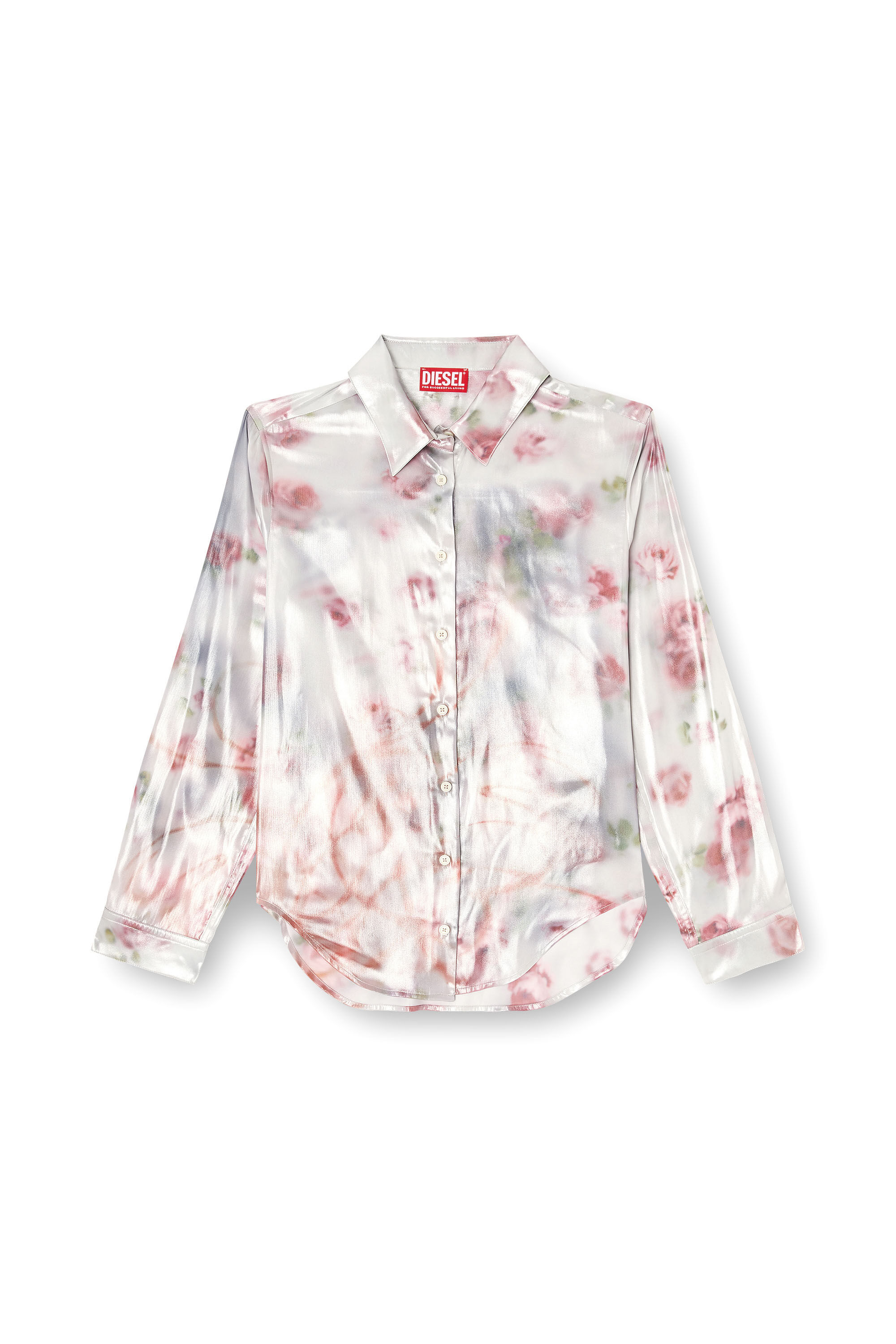 Diesel - C-RONOR-S2, Chemise métallique avec imprimé de roses floues Femme in Polychrome - 2