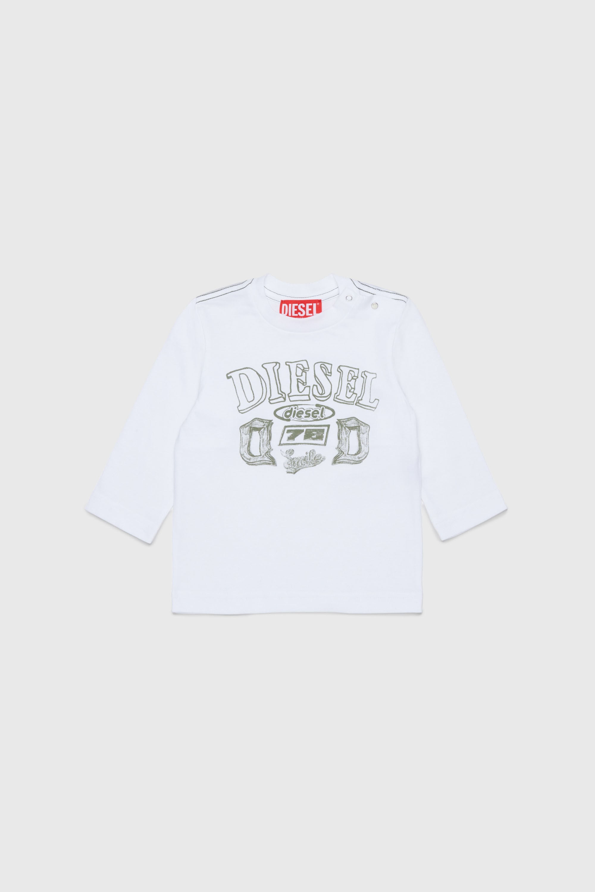 Diesel - TBANB, Man's Long-sleeve T-shirt with logo print in White - 1