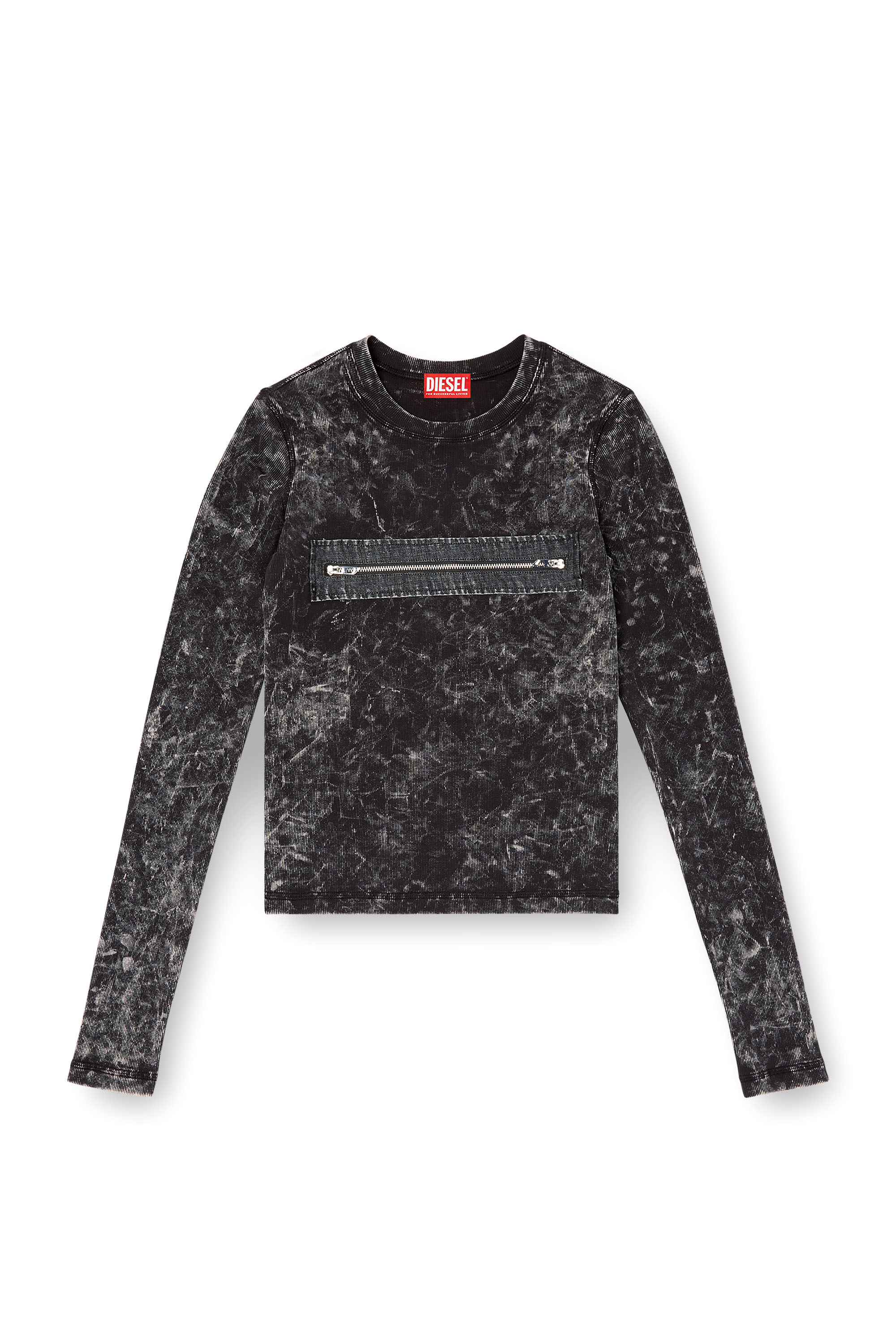 Diesel - T-ERCOLE, Top marbré avec cut-out zippé Femme in Noir - 2