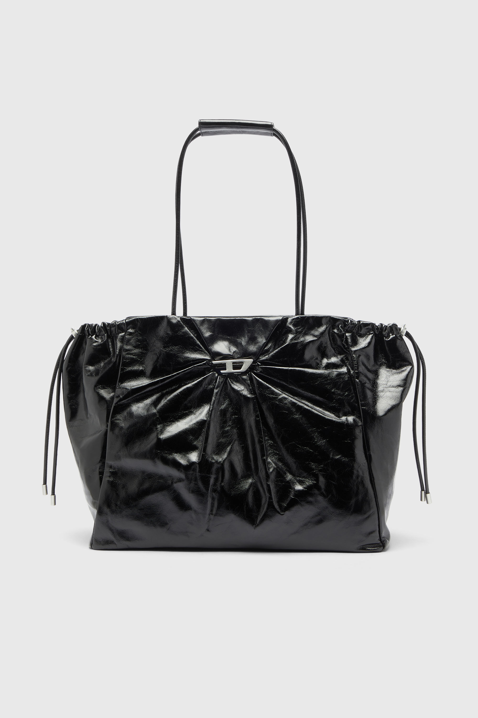 Diesel - SCRUNCH-D TOTE E/W, Scrunch-D - Sac cabas en cuir brillant effet froiss&eacute; Femme in Noir - 2