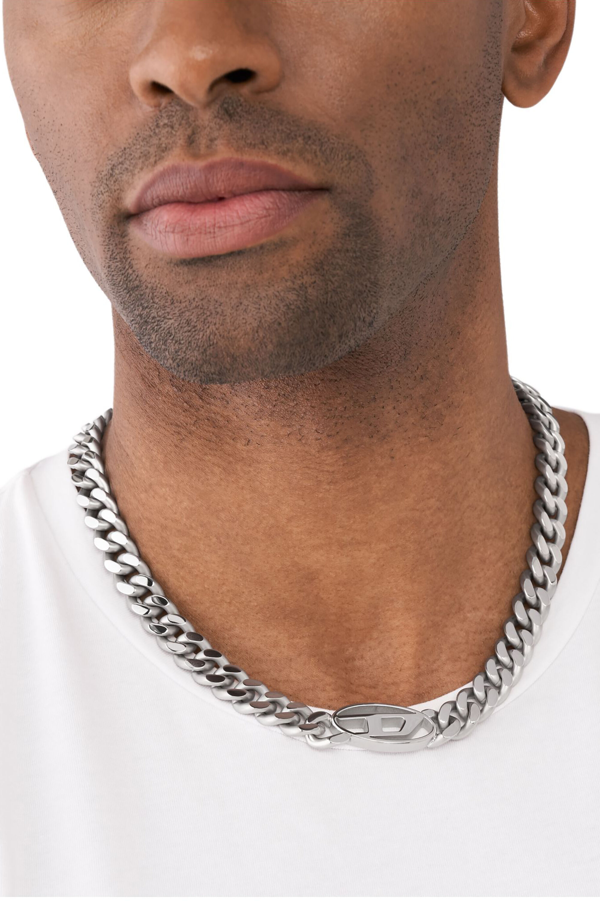☆DIESEL☆ Peekaboo Oval D Logo Chain Necklace DX1549040 Diesel Oval D Logo Silver Tone Necklace DX1549040 – Watch