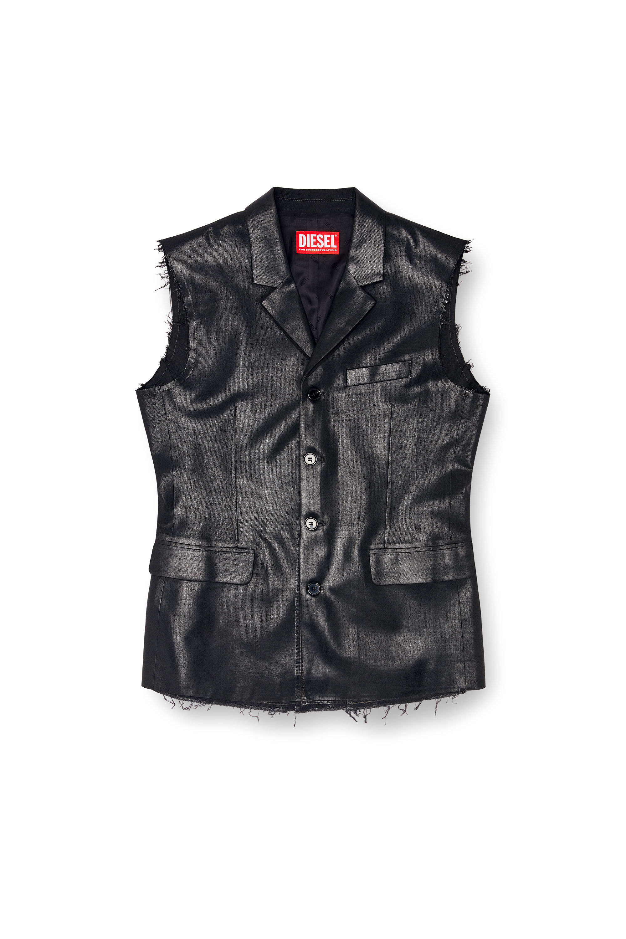 Diesel - J-PHOX-HEAV, Gilet ajusté avec devant enduit Homme in Noir - 2