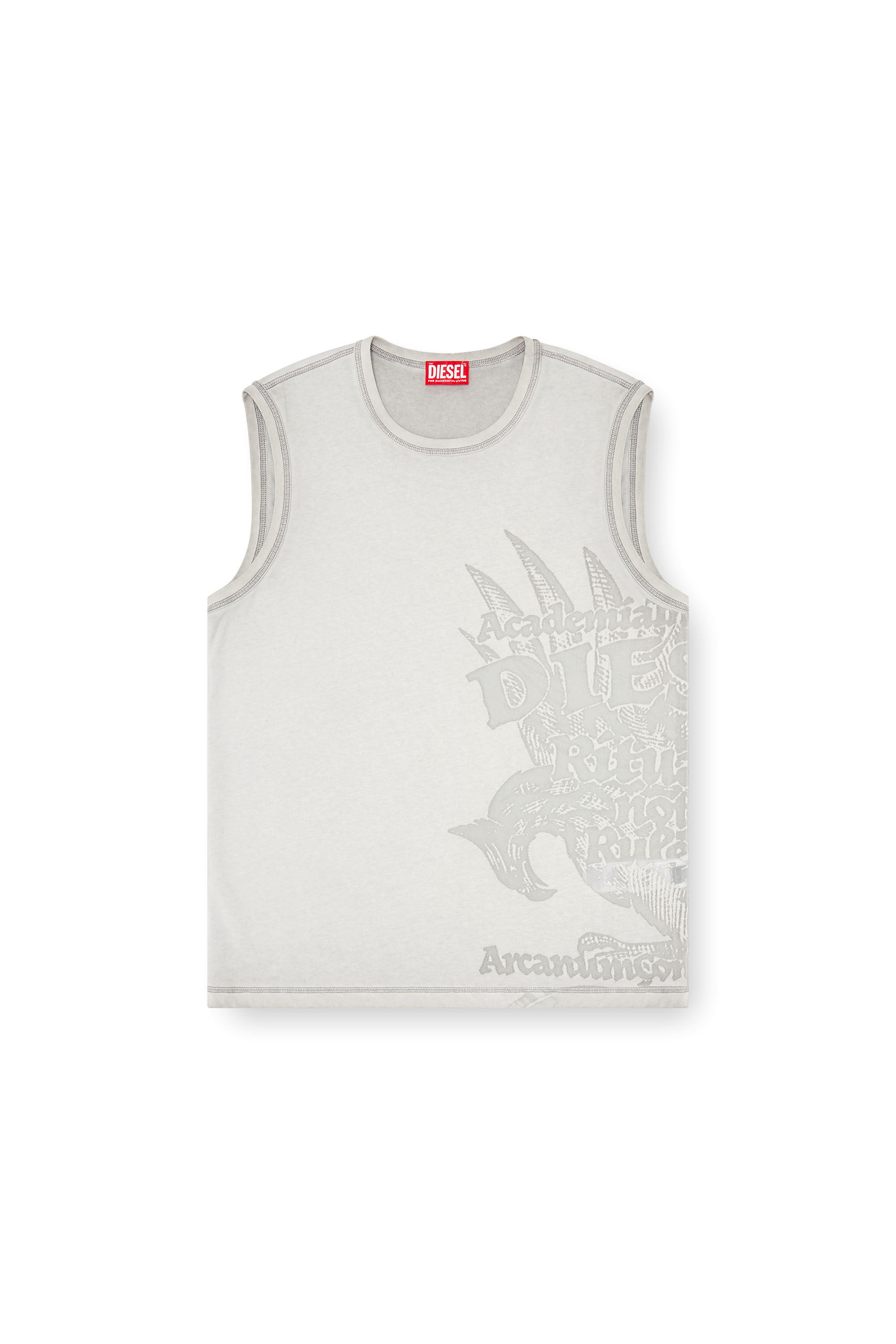 Diesel - T-RAWBISCO, D&eacute;bardeur sans manches avec graphismes emboss&eacute;s Homme in Gris - 2