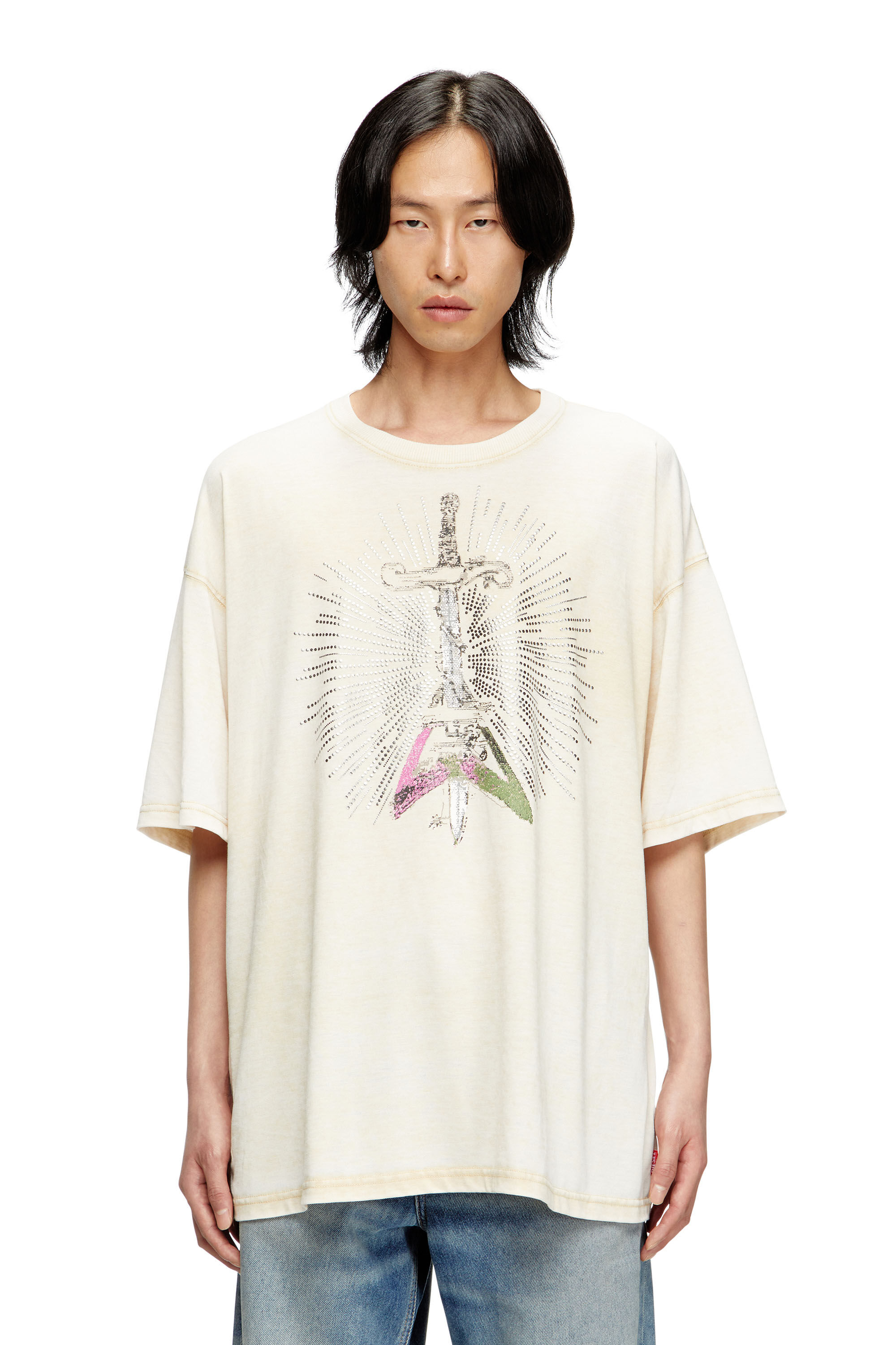 Diesel - T-BOXT-T18, T-shirt avec imprimé d'épée Homme in Beige - 3
