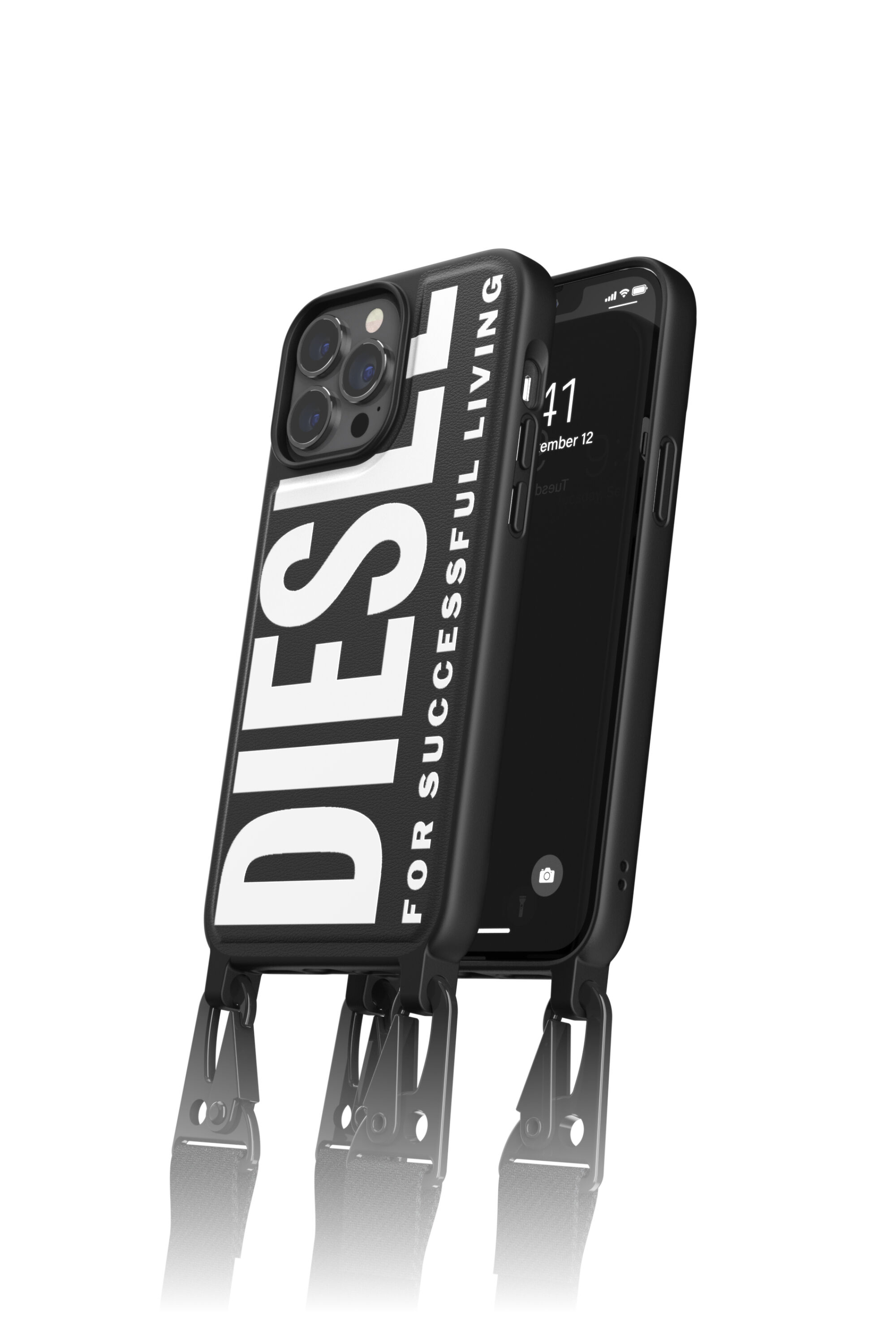 Diesel - 47170 NECKLACE CASE, Étui à collier pour iPhone 13 Max Mixte in Noir - 1