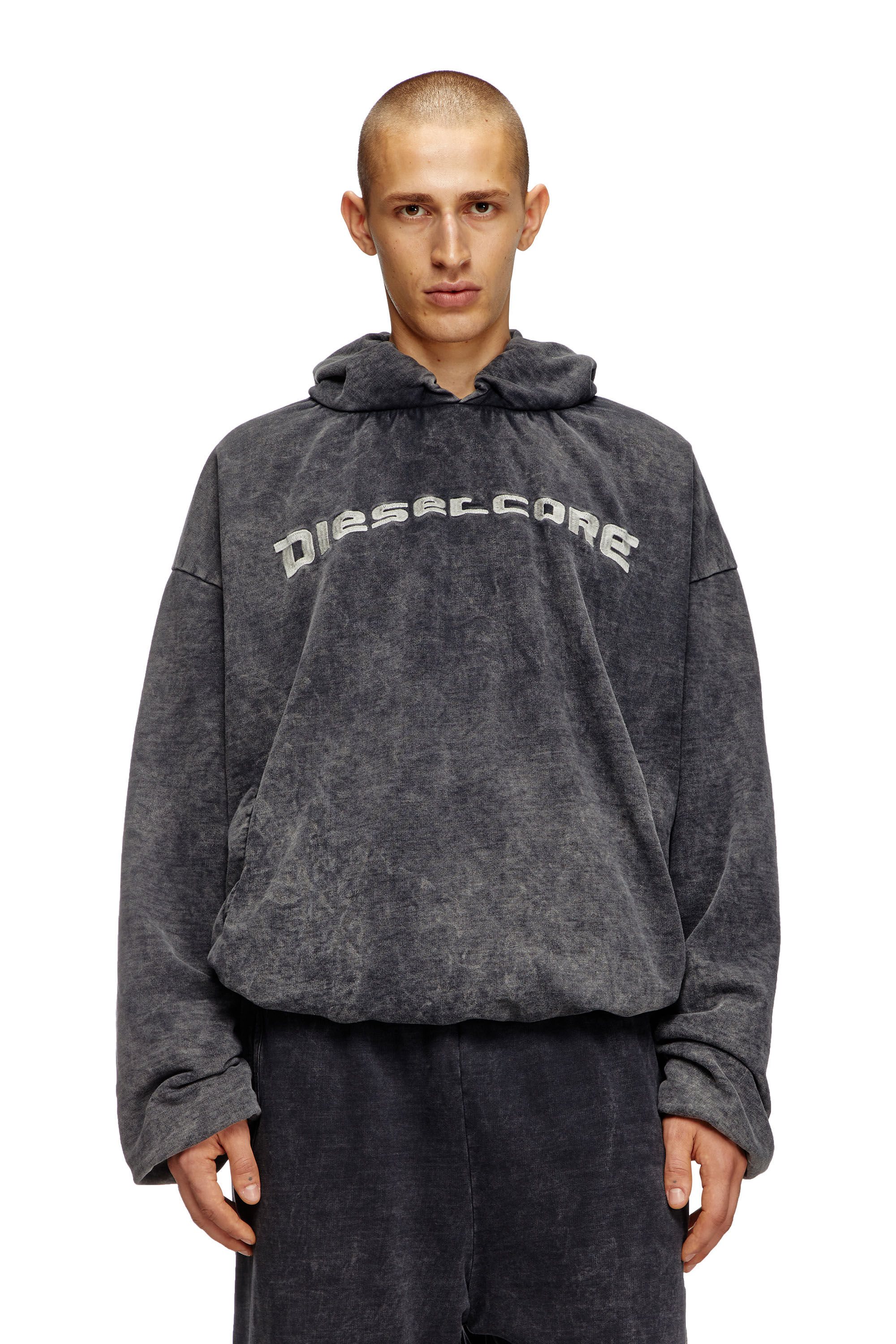 Diesel - S-FISHY, Sweat-shirt à capuche effet denim Homme in Noir - 6