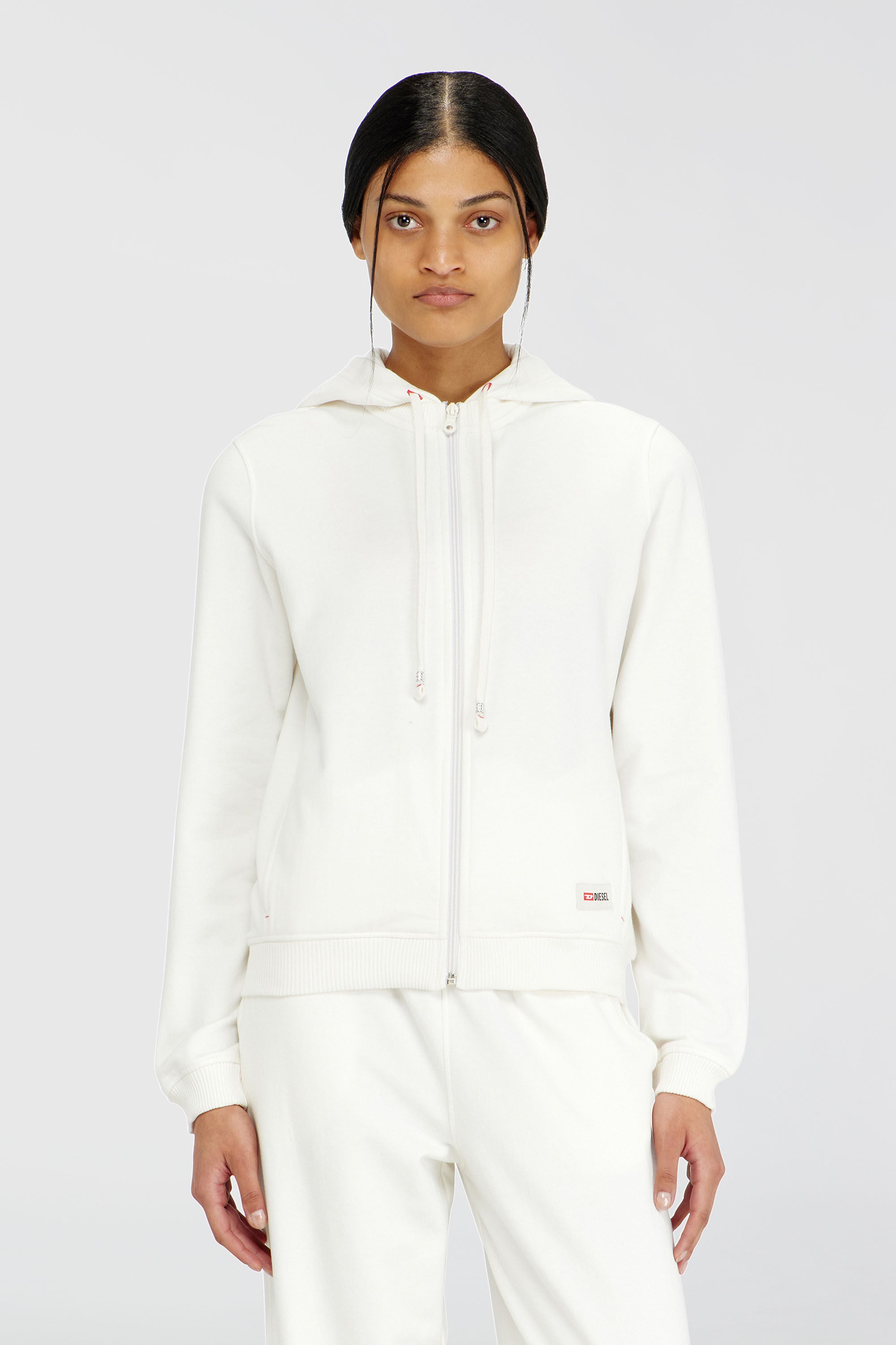 Diesel - HARRIET-D-CORE, Sweat &agrave; capuche en m&eacute;lange de coton gratt&eacute; Femme in Blanc - 3