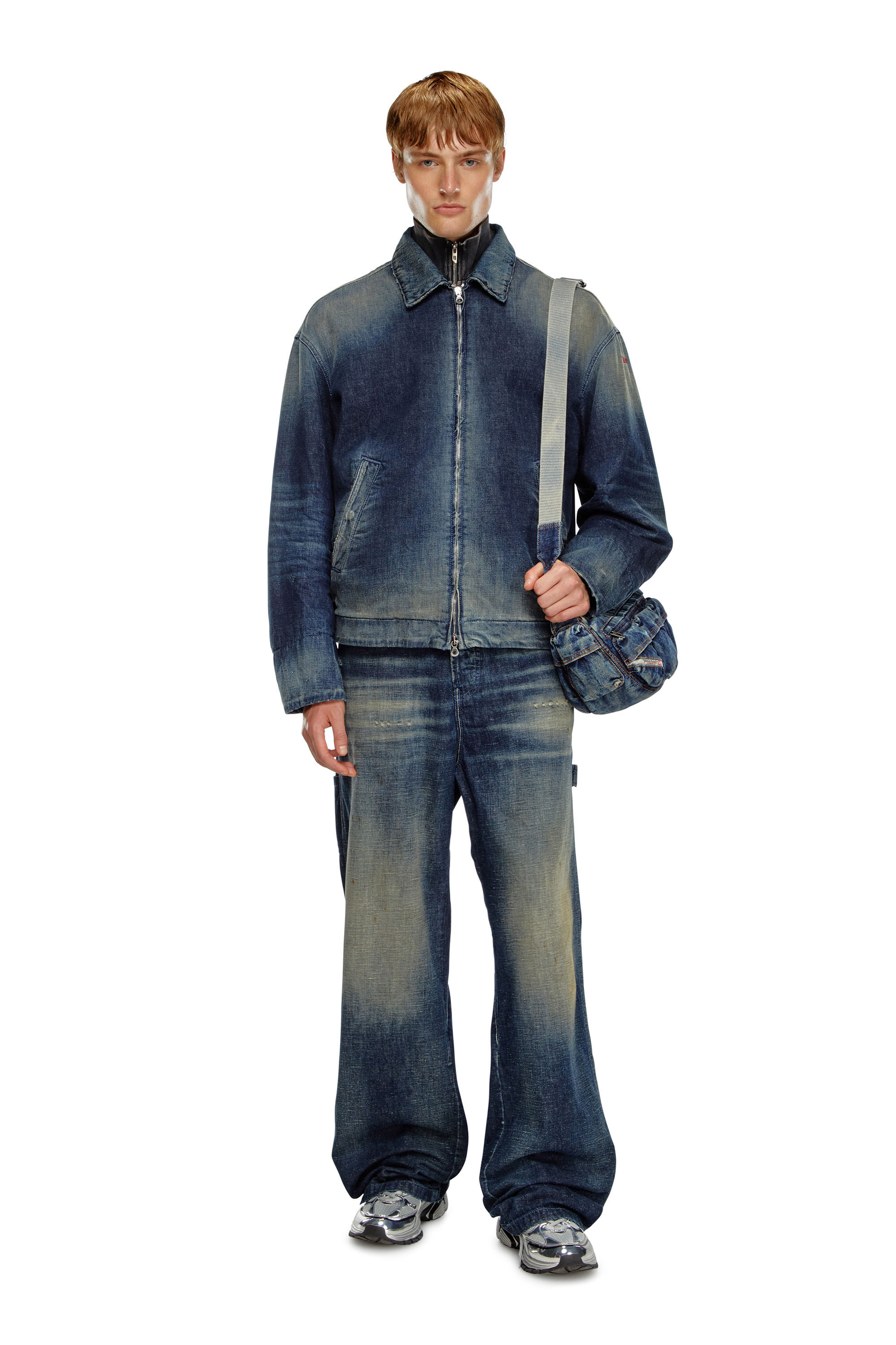 Denim padded jacket shop
