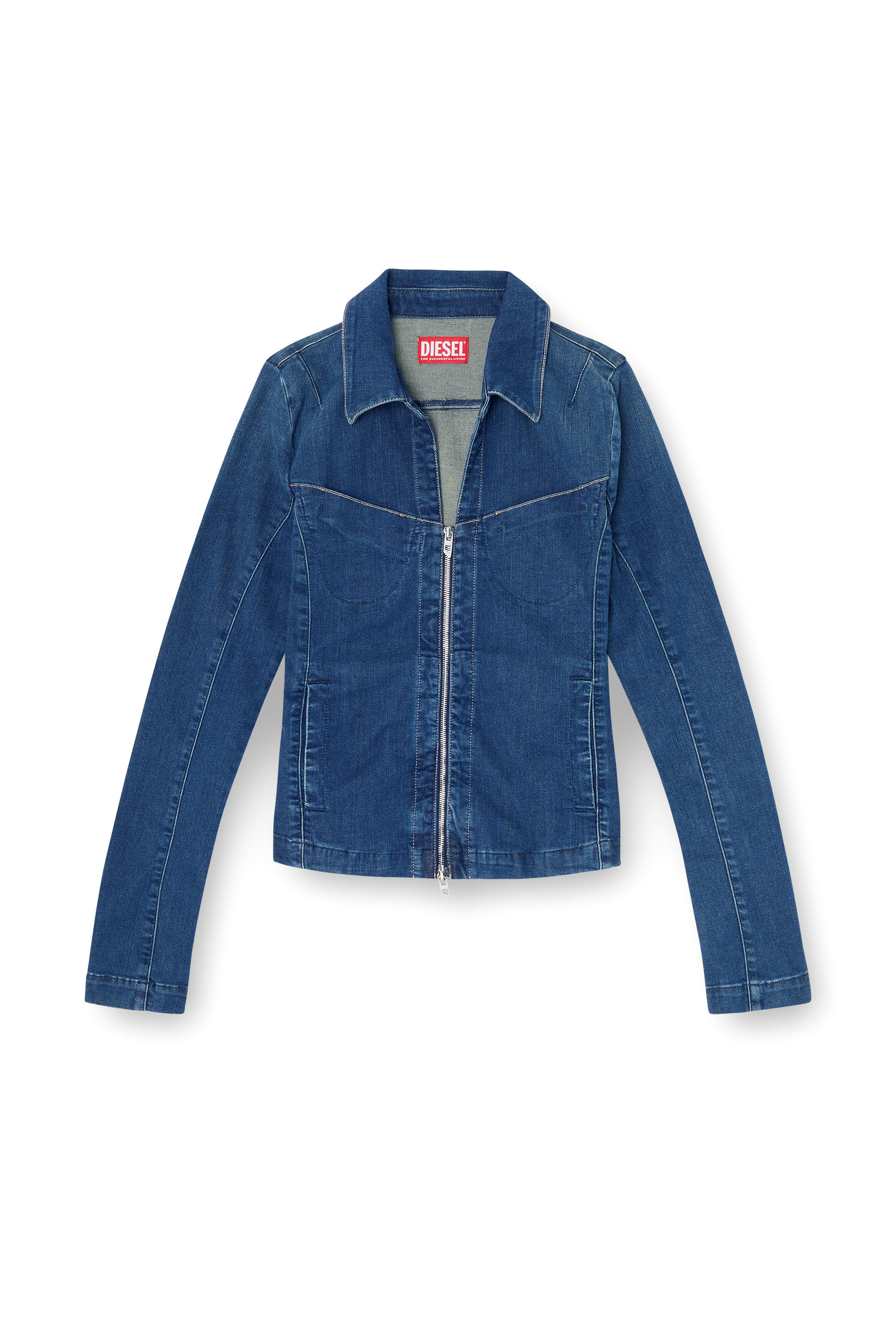Diesel - DE-QUINOR-S1, Chemise zipp&eacute;e en denim Femme in Bleu - 2