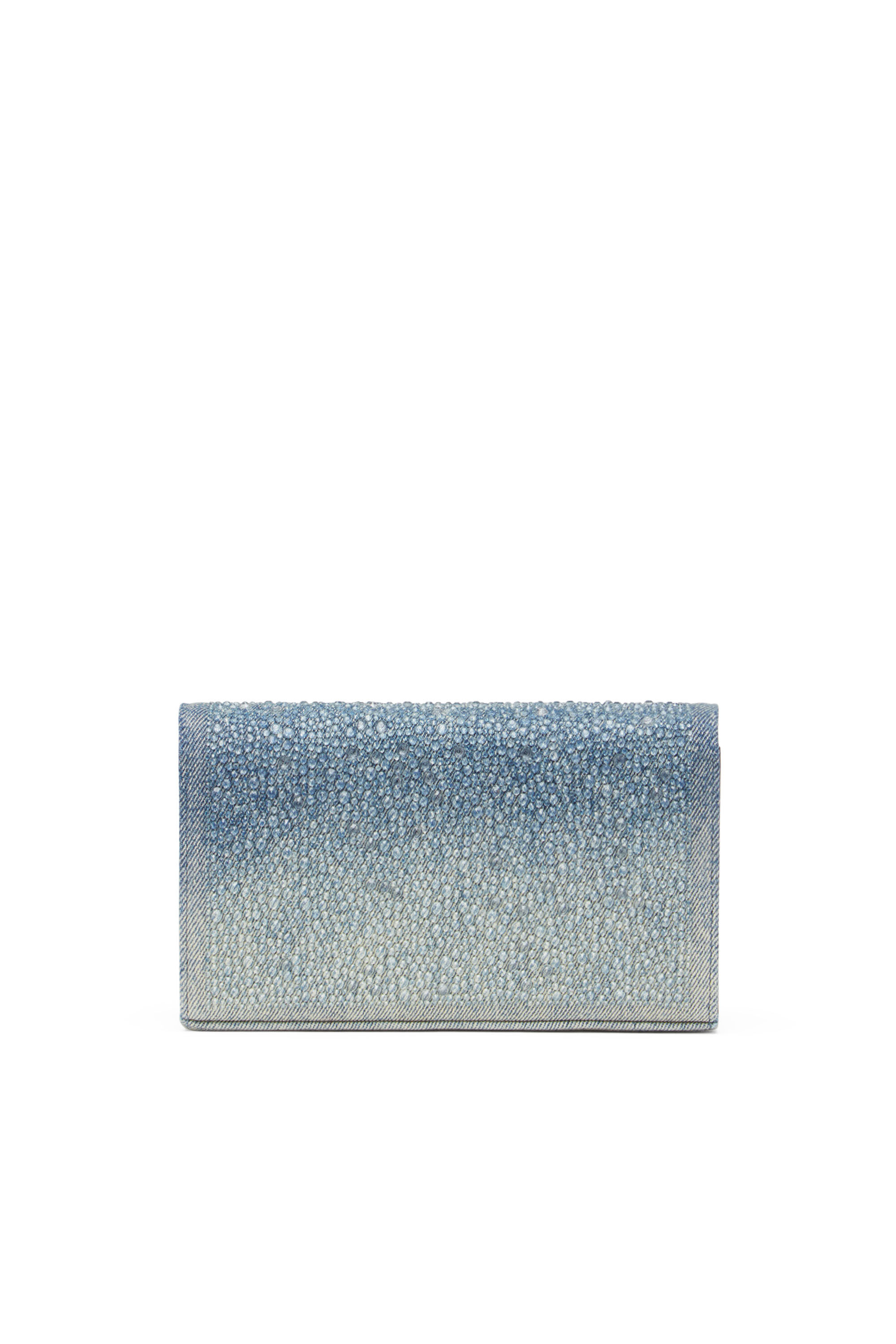 Diesel - 1DR WALLET STRAP, Porte-monnaie en denim cristal Femme in Bleu - 2