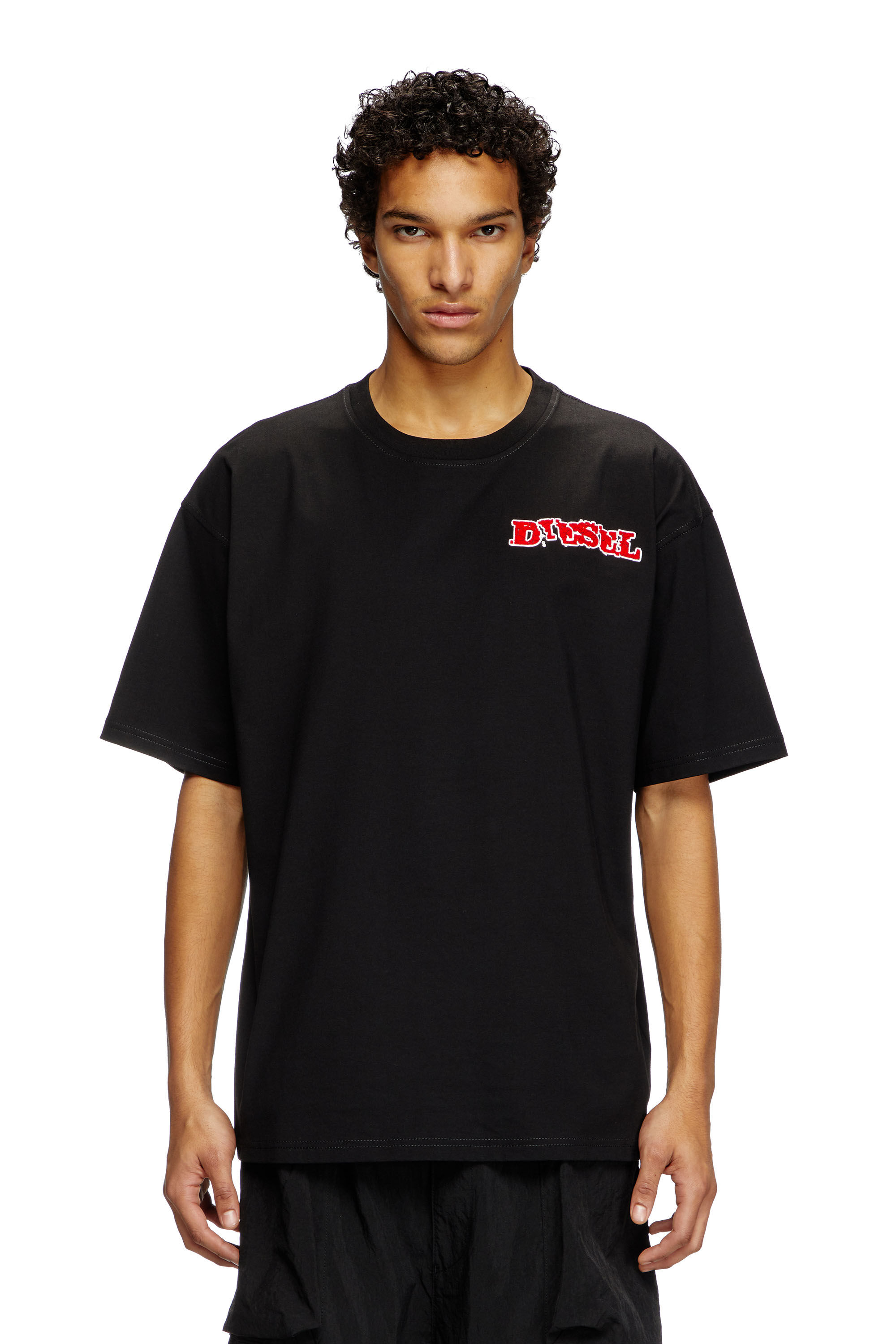 Diesel - T-BOXT-R20, T-shirt avec logo floqué effet bouffant Homme in Noir - 2