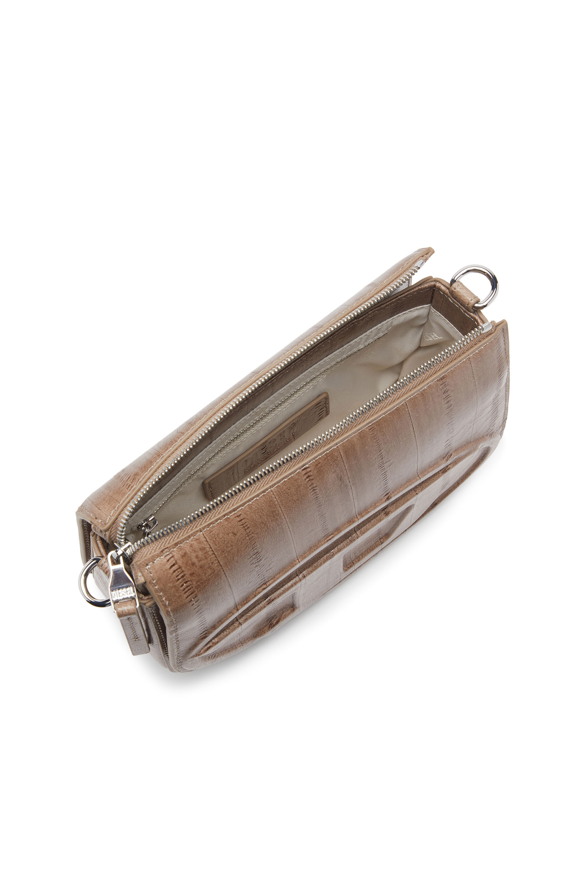 Diesel - 1DR CAMERA BAG, 1DR-Sac caméra en cuir effet anguille Mixte in Marron - 5