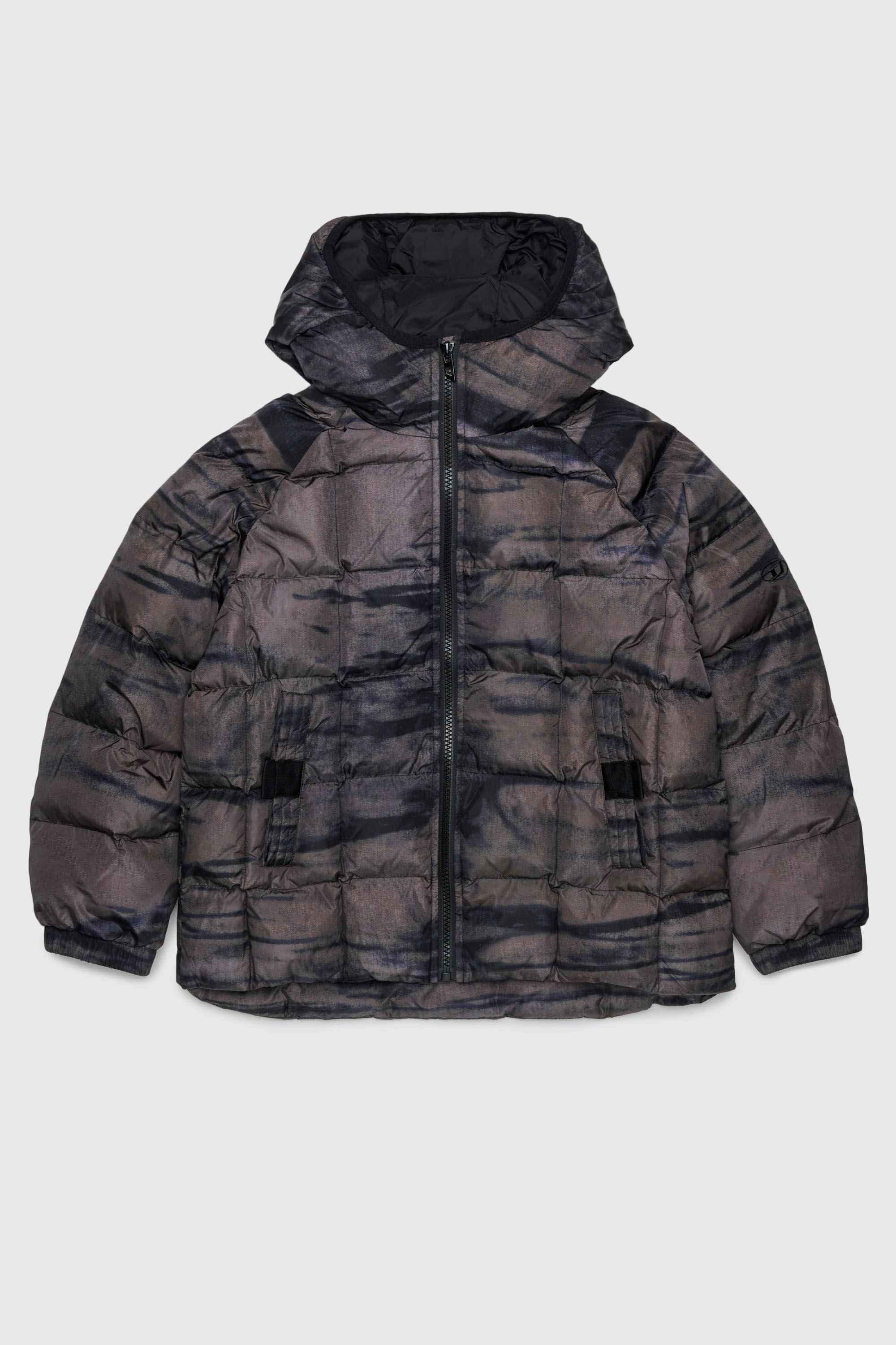 Diesel - JDEN, Man's Puffer jacket with streaky graphic print in Green - 1