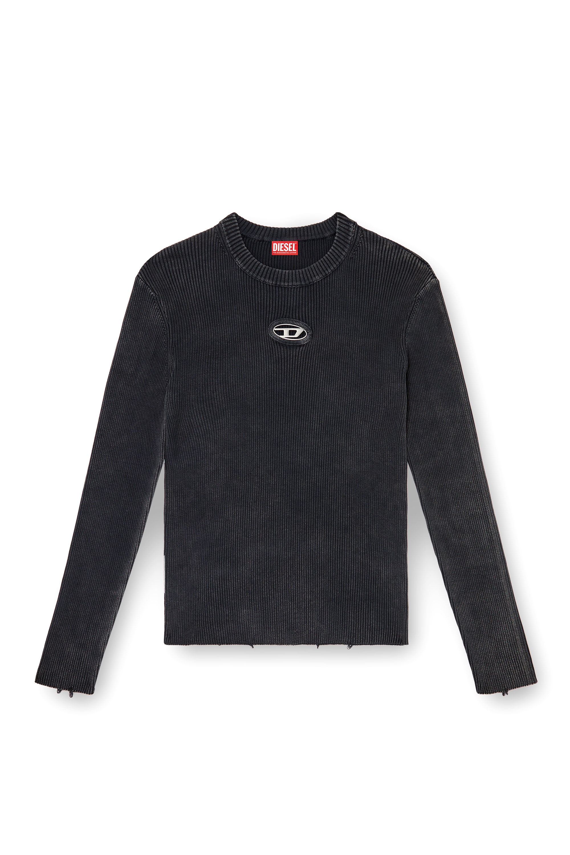 【送料&関税込】Diesel K-darin-d Distressed Jumper Men's Distressed jumper with cut-out logo | Black | Diesel