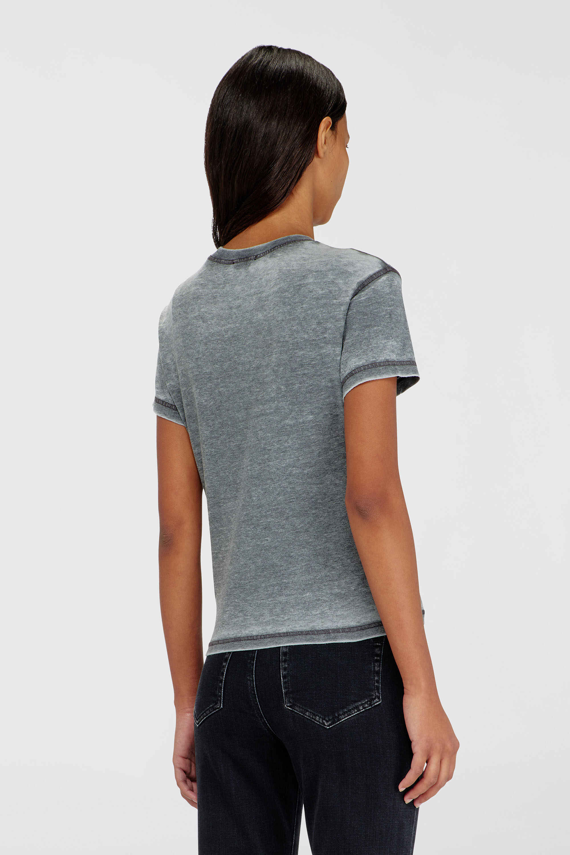 Diesel - T-ILA-AA1, T-shirt en jersey avec strass et burnout effect Femme in Gris - 4