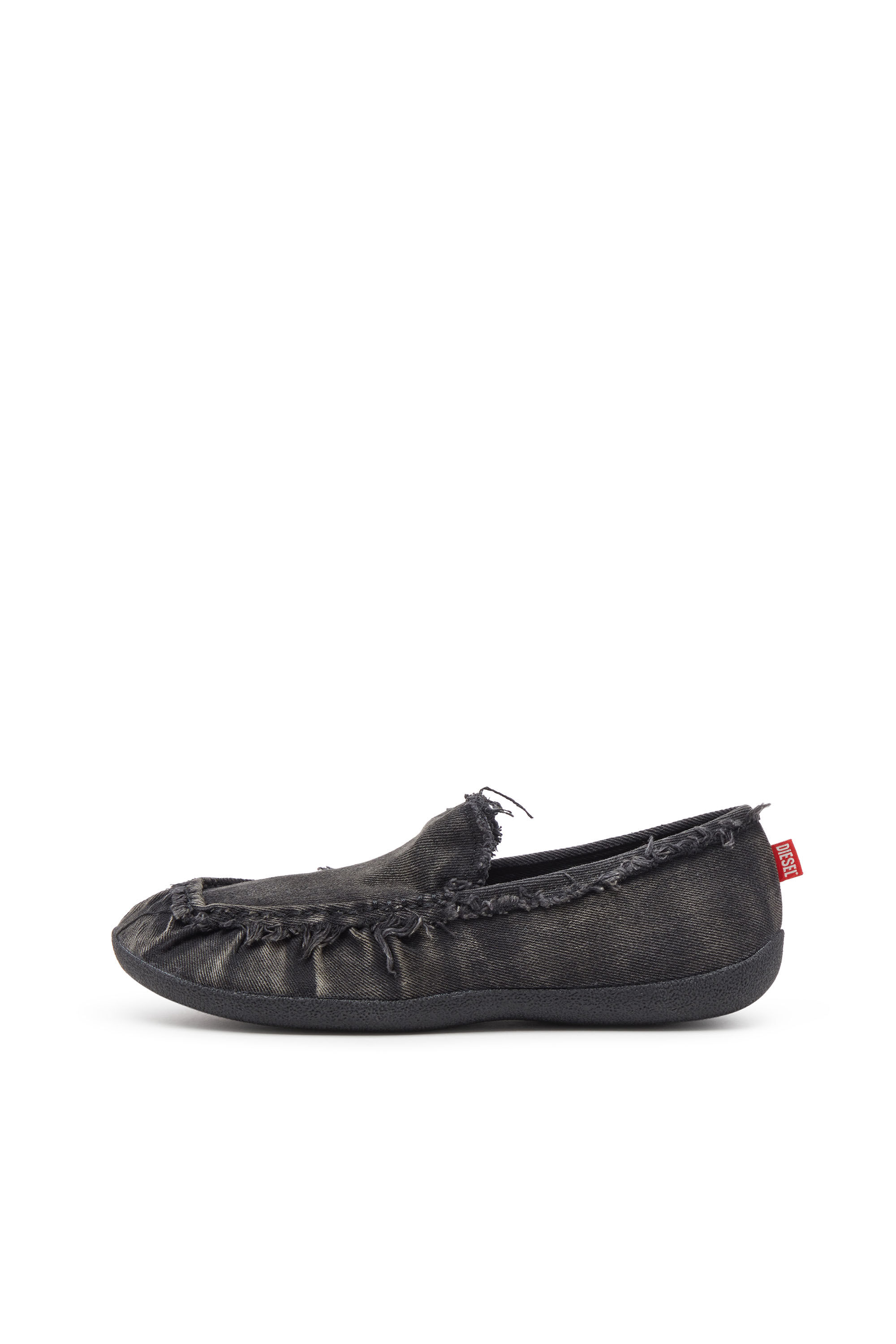 Diesel - D-SHOCK MOC, D-Shock-Mocassins en denim effet vieilli Homme in Noir - 7