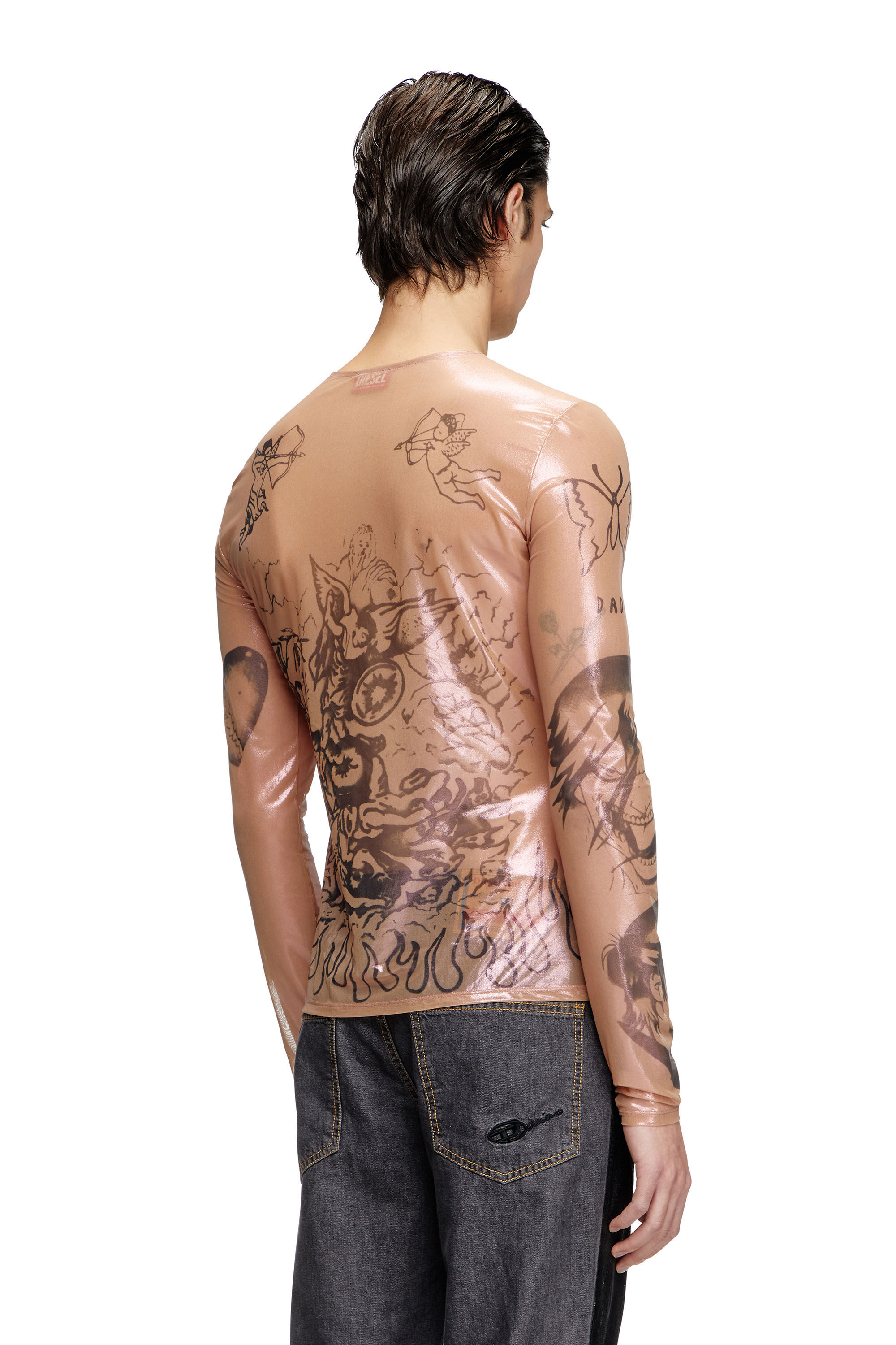 ホットなアイテム、ホットな節約 Women's Tattoo top in coated stretch tulle | Pink | Diesel トップス