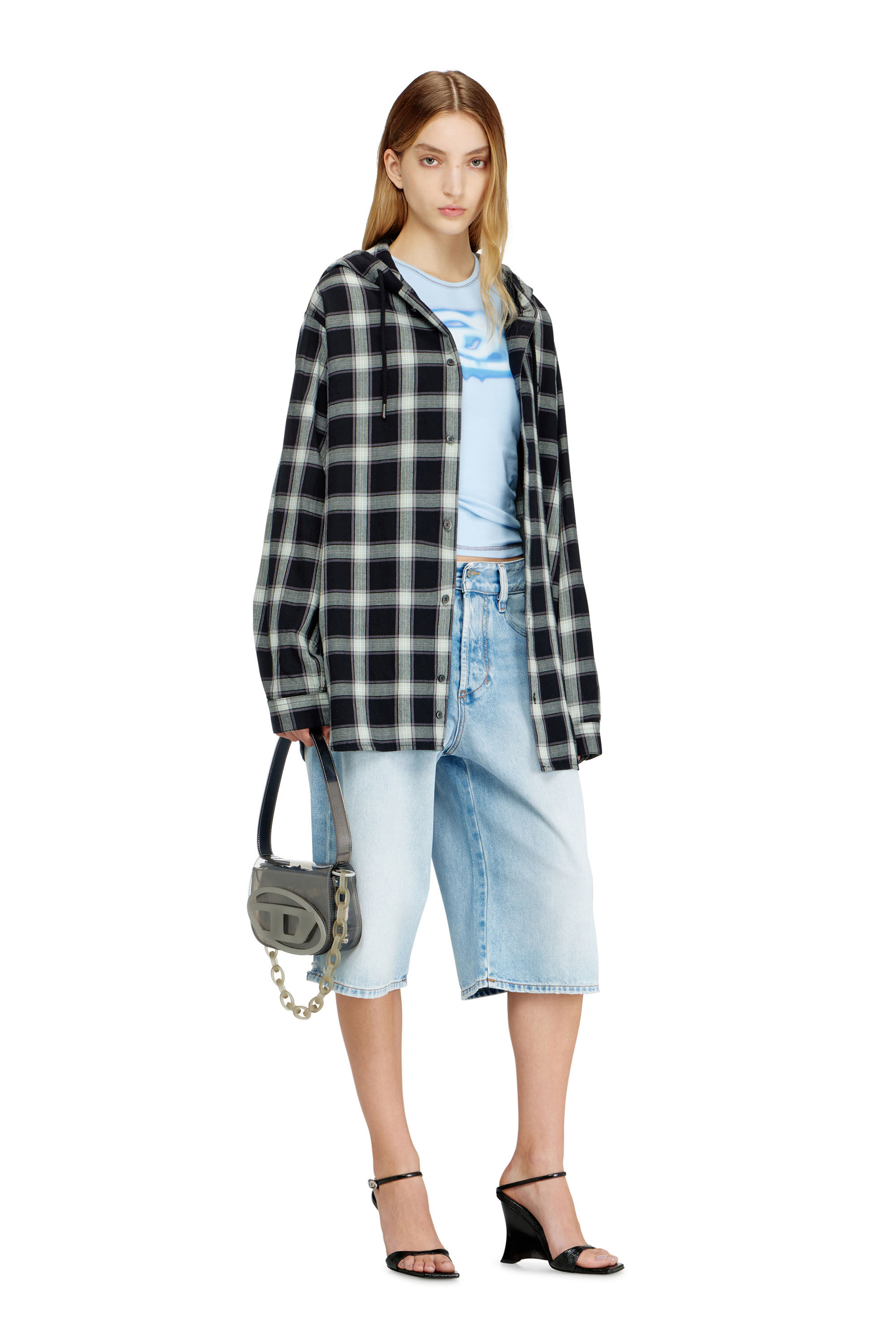 Diesel - D-ENIM-M-SHORT, Short en denim effet d&eacute;chir&eacute; Mixte in Bleu - 6