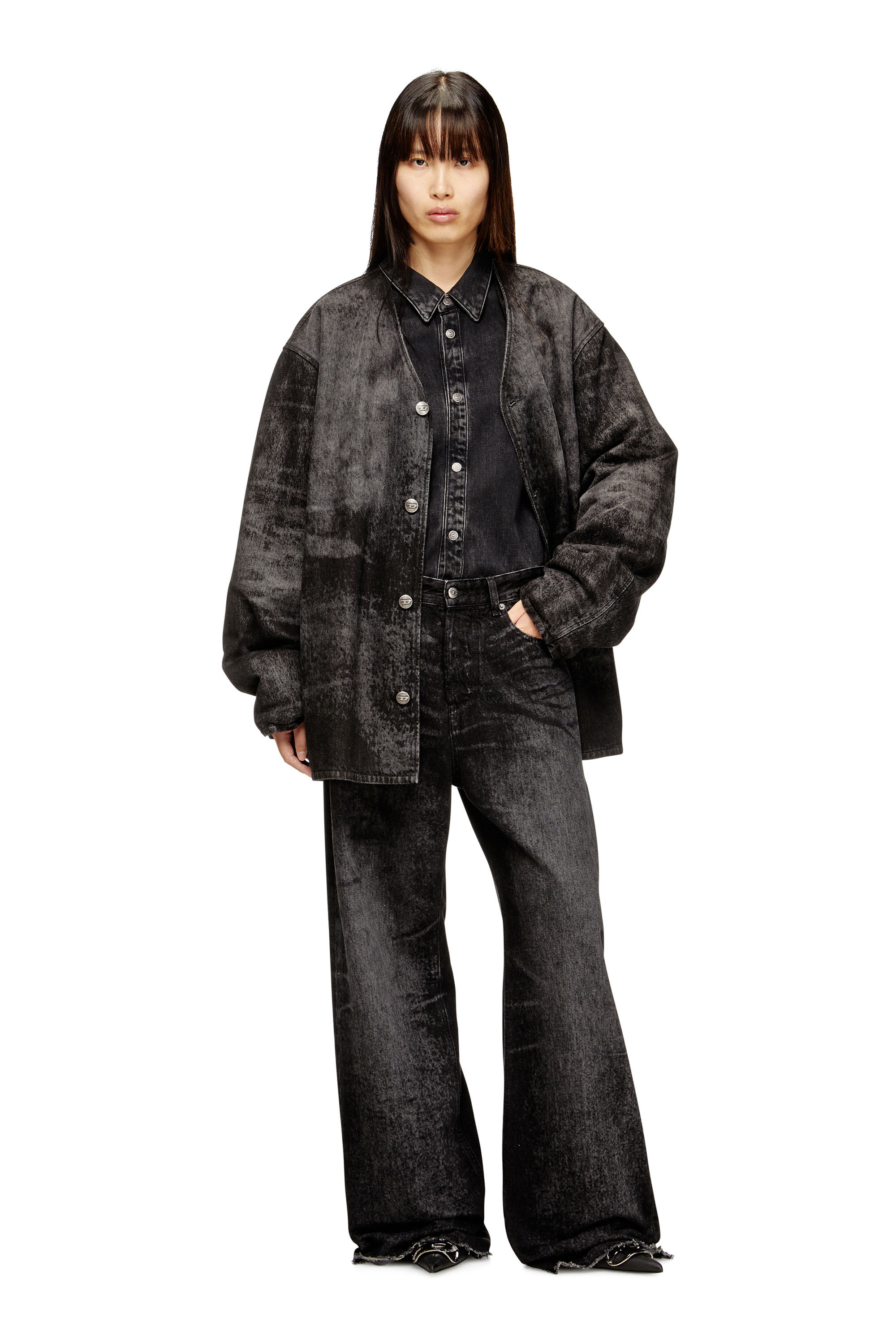 Diesel - Woman's Relaxed Jeans 1996 D-Sire 007DB, Black/Dark grey - 1