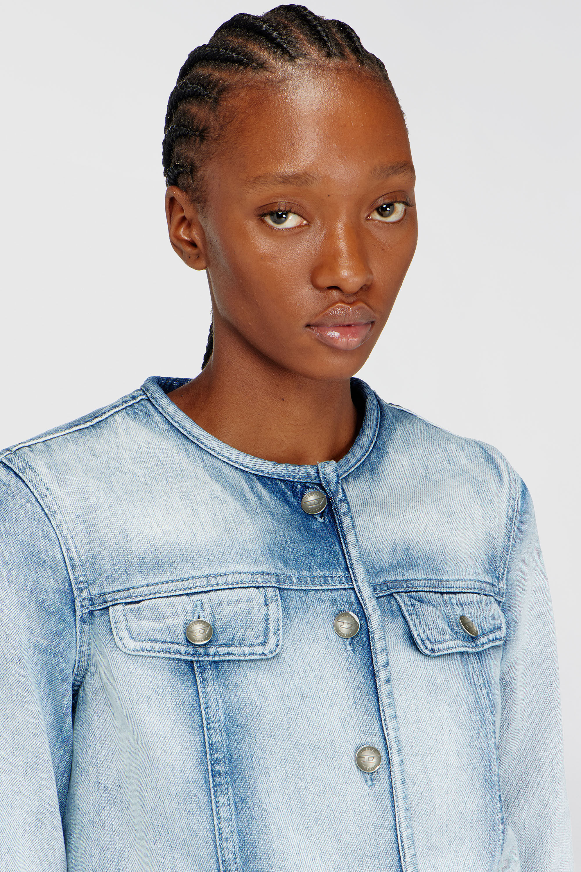 Diesel - DE-GRAFY-FSI1, Veste en denim skeleton mi-l&eacute;ger Femme in Bleu - 5