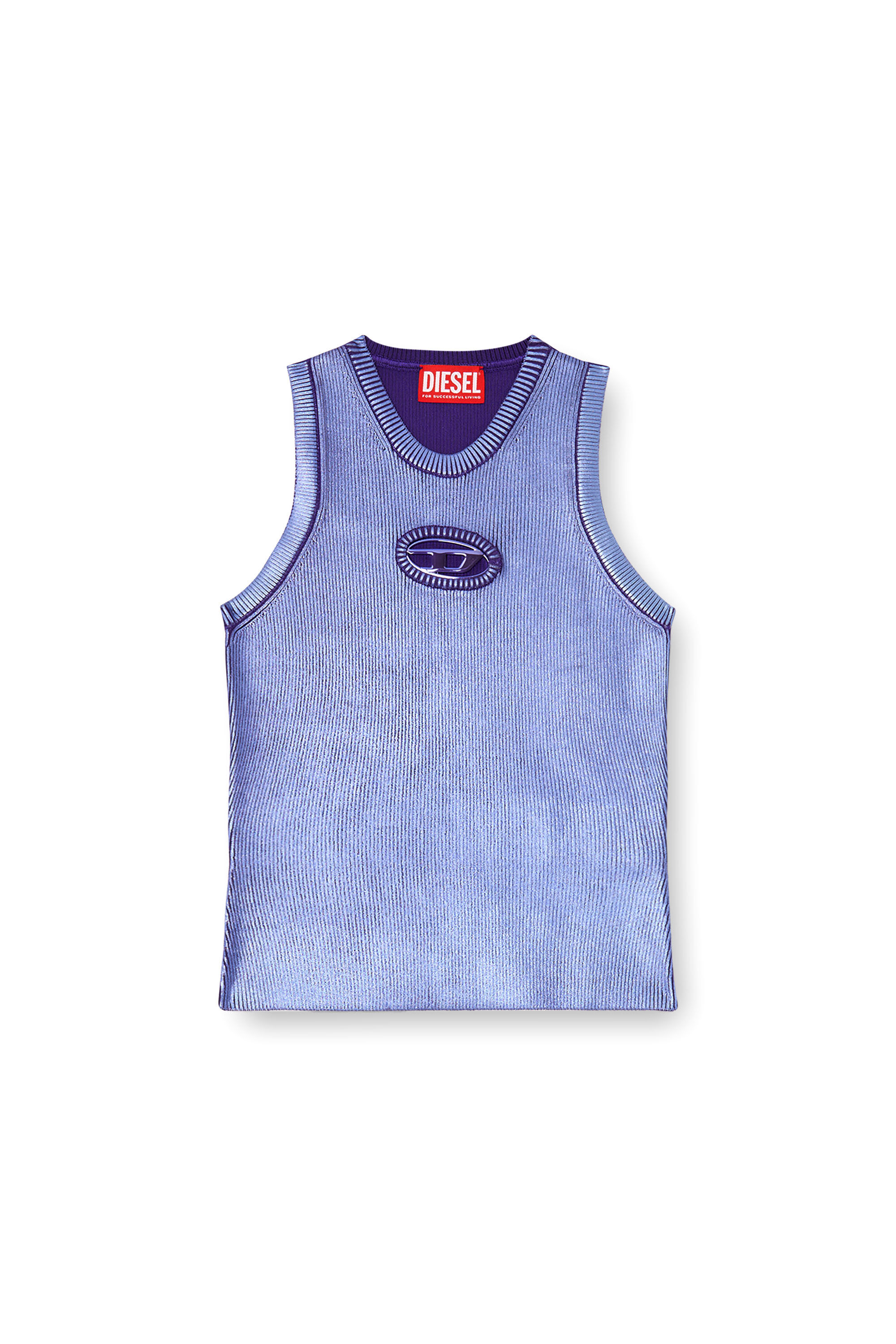 Diesel - M-CADDIX-TOP-M, Débardeur en maille côtelée métallisée Femme in Violet - 2