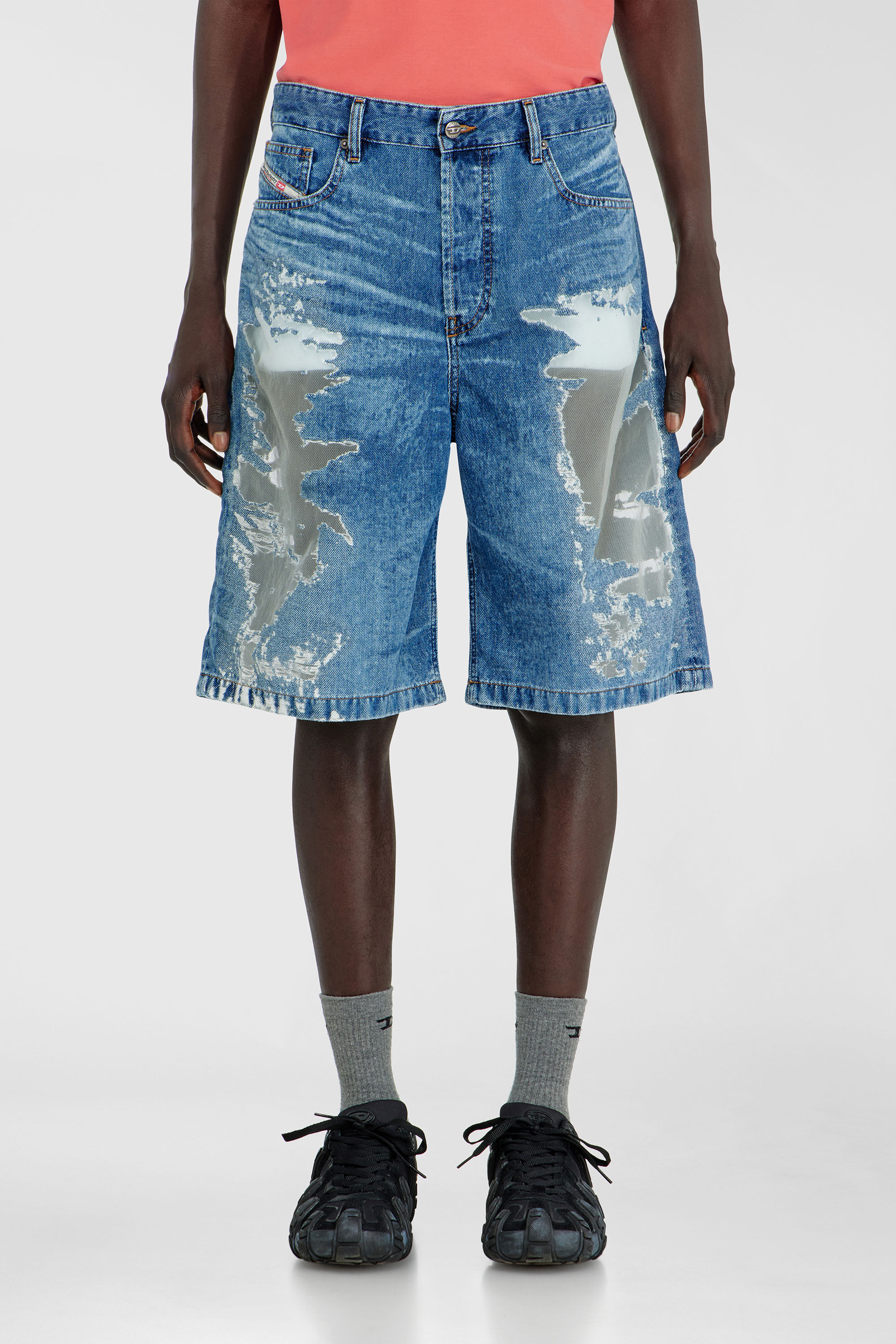 Diesel - PR-DE-SIRE-SHORT, Short en denim devor&eacute; Mixte in Bleu - 3