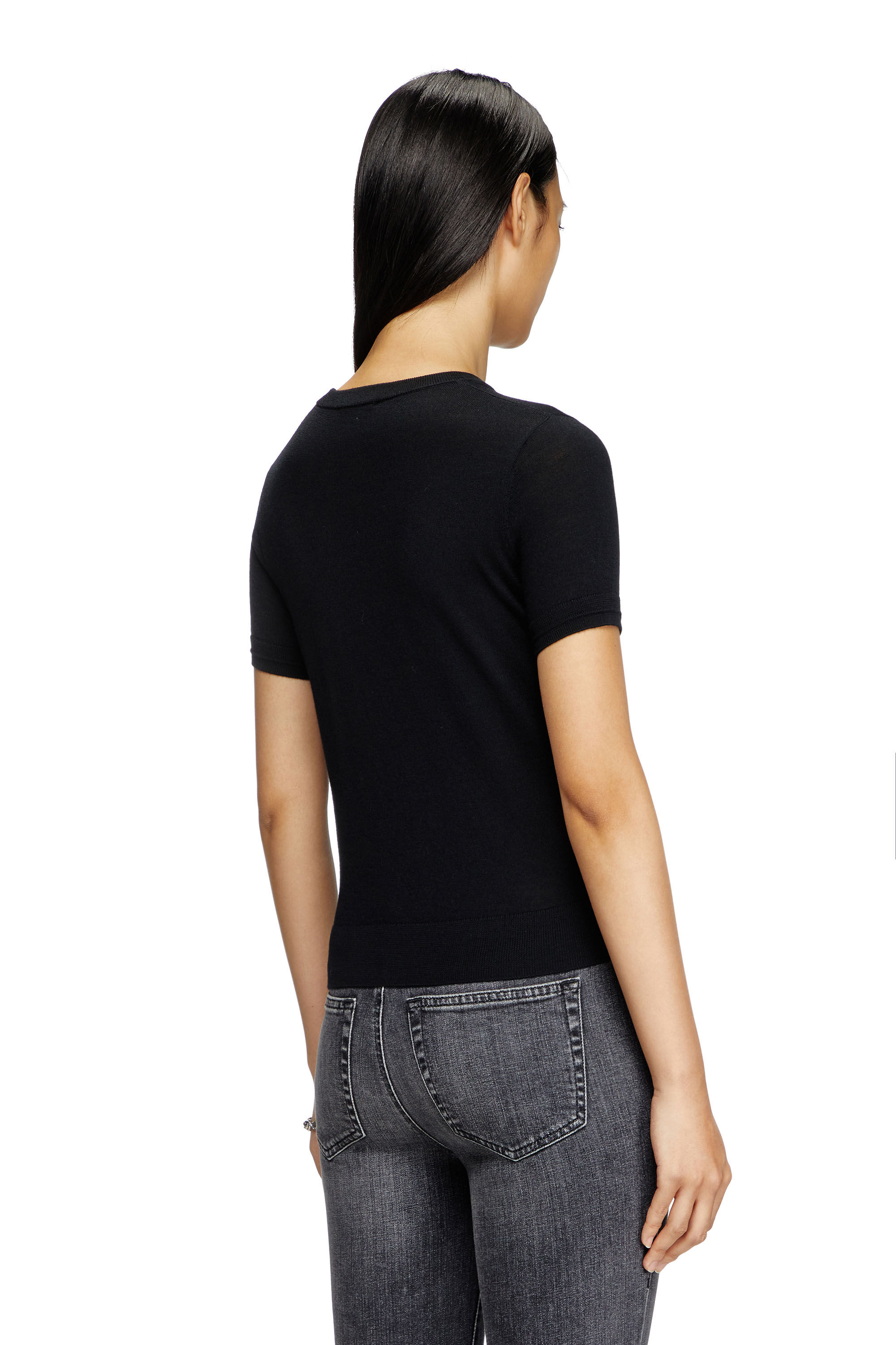 Diesel - M-ALINE, Pull à manches courtes en laine Femme in Noir - 4