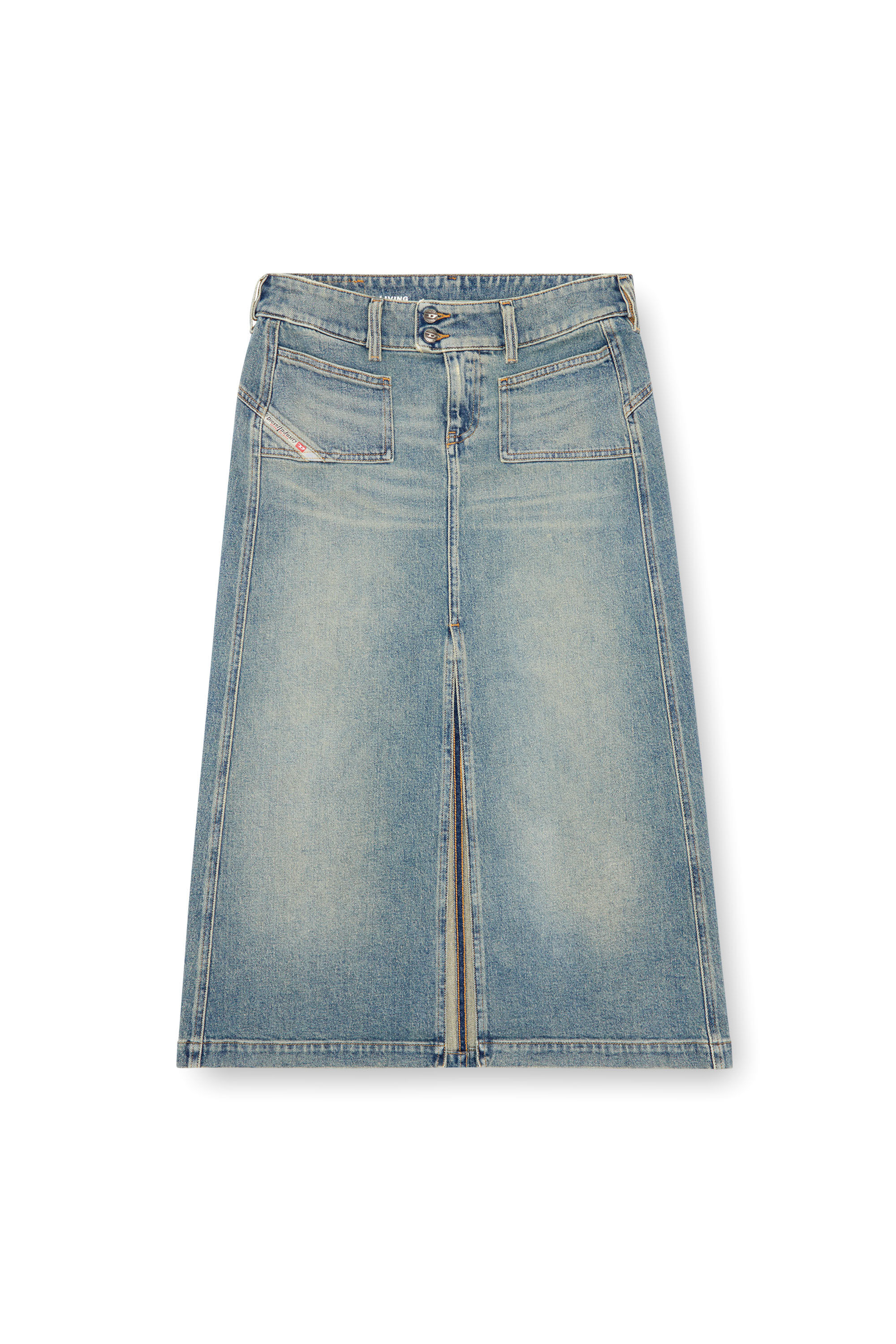 Diesel - DE-HUSH-MID, Jupe midi en denim Femme in Bleu - 2