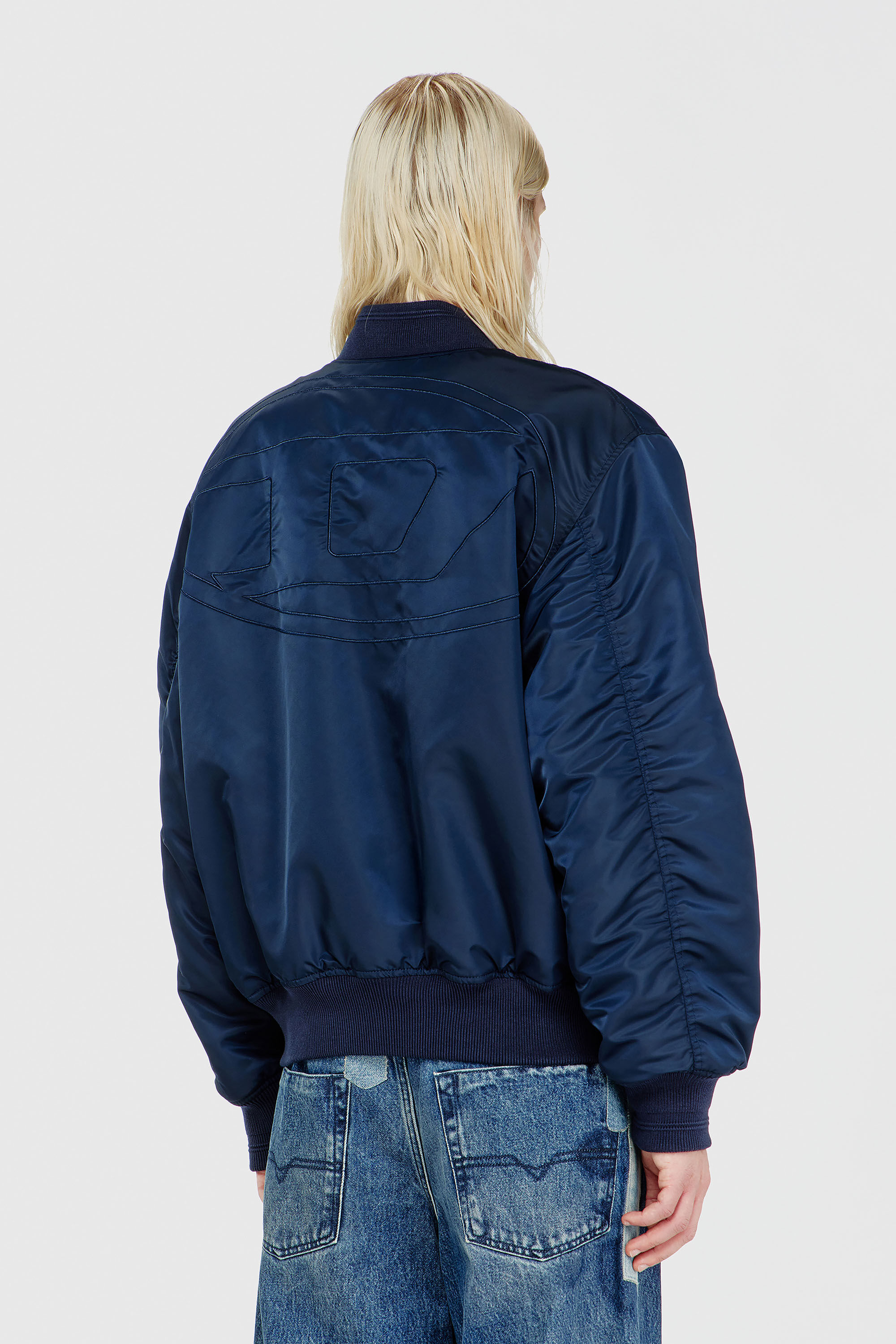 Diesel - W-TYPE-D1, Man's Padded bomber jacket with Oval D embroidery in Navy Blue - 4