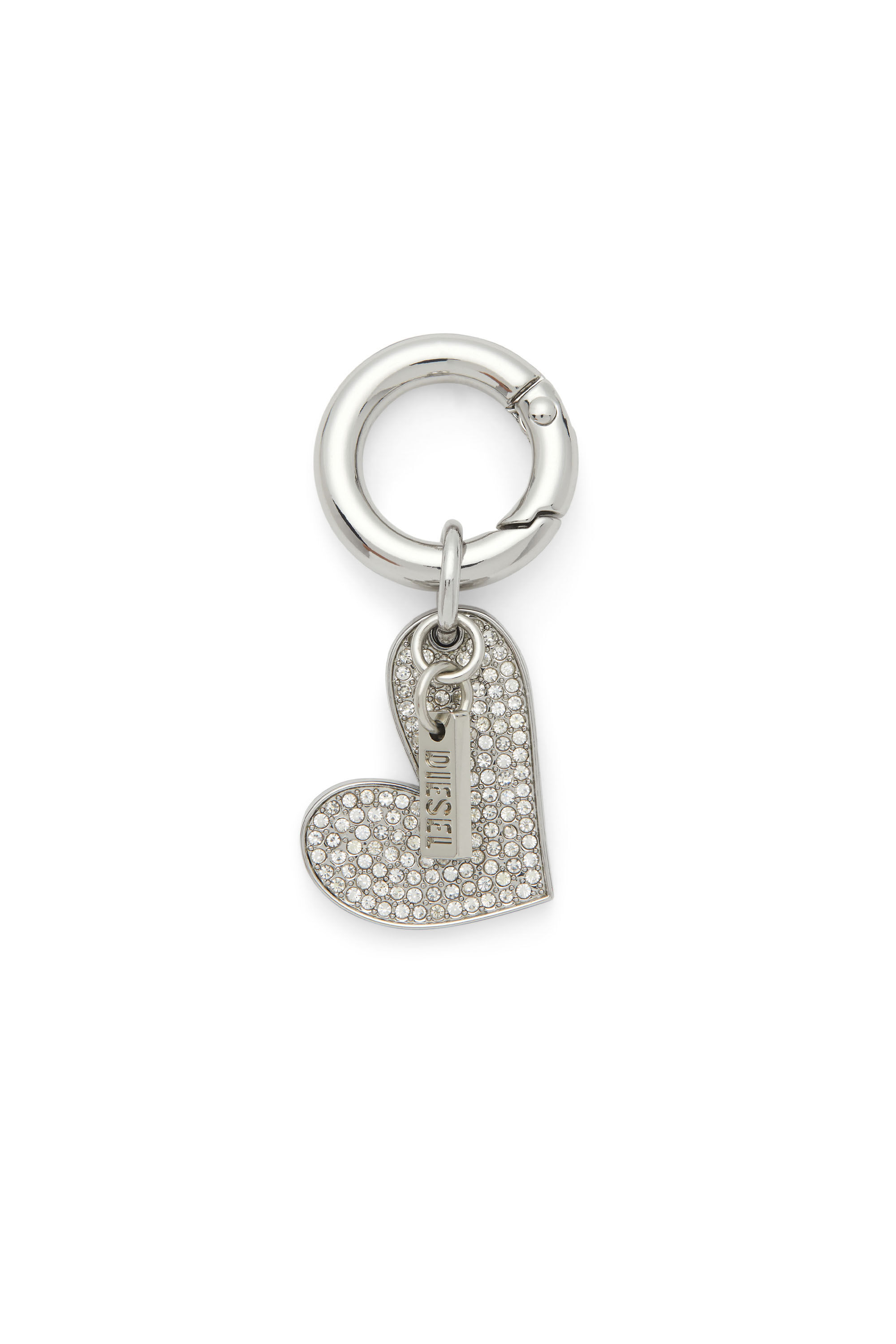 Diesel - CHARM-HEART, Breloque cœur en métal avec strass Femme in Gris argenté - 1