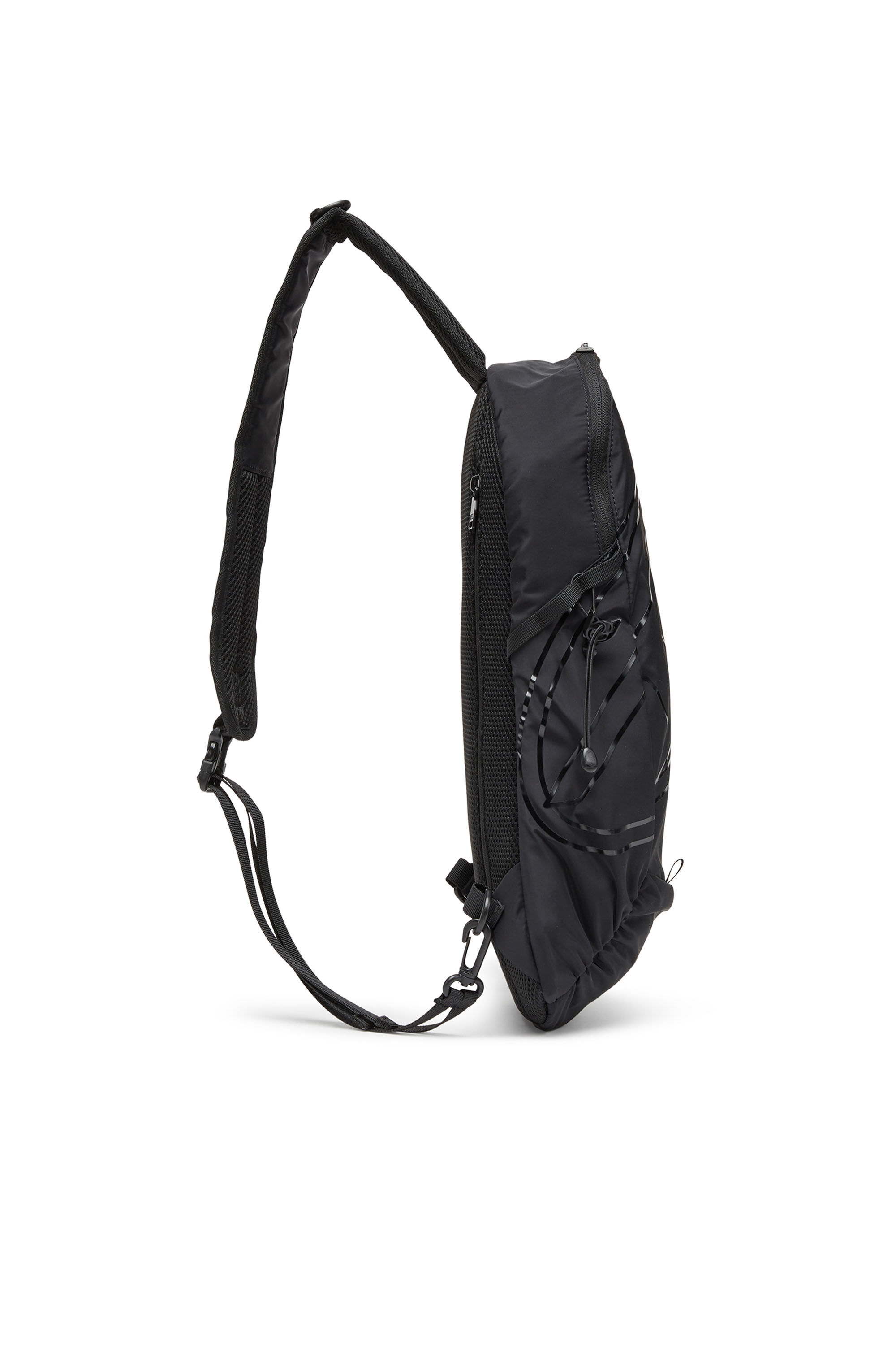 Men's Drape-Nylon sling backpack with tonal logo | Black