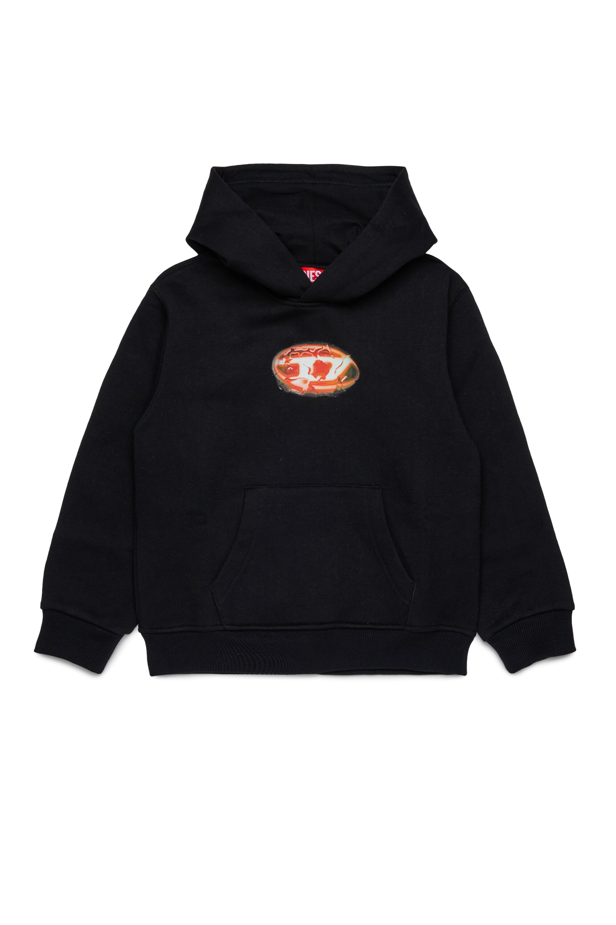 Diesel - SBOXTHOODK3 OVER, Sweat en coton avec poche kangourou Homme in Noir - 1