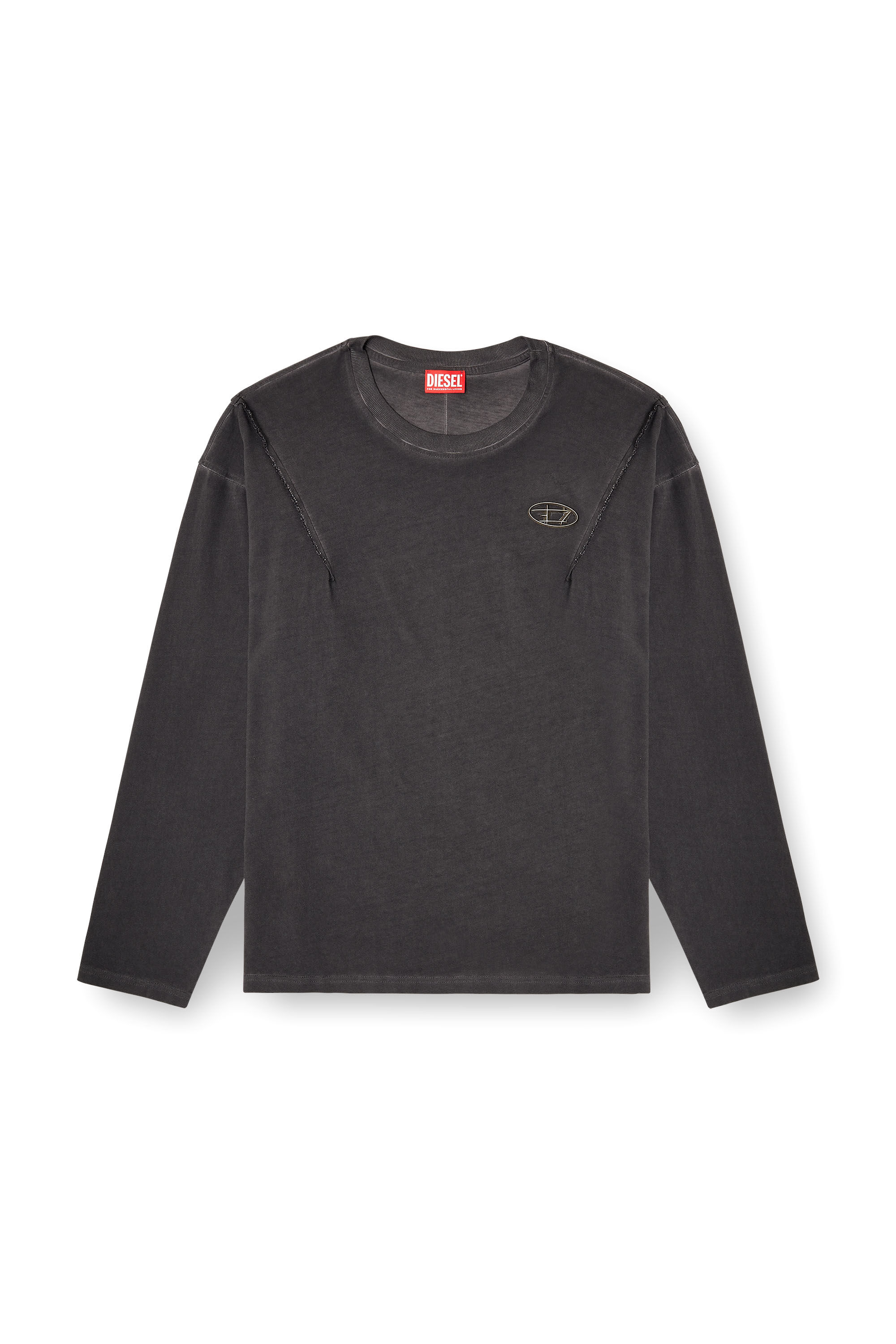 Diesel - T-THUG-T-SHIRT, T-shirt à manches longues avec effet délavé Mixte in Gris - 2