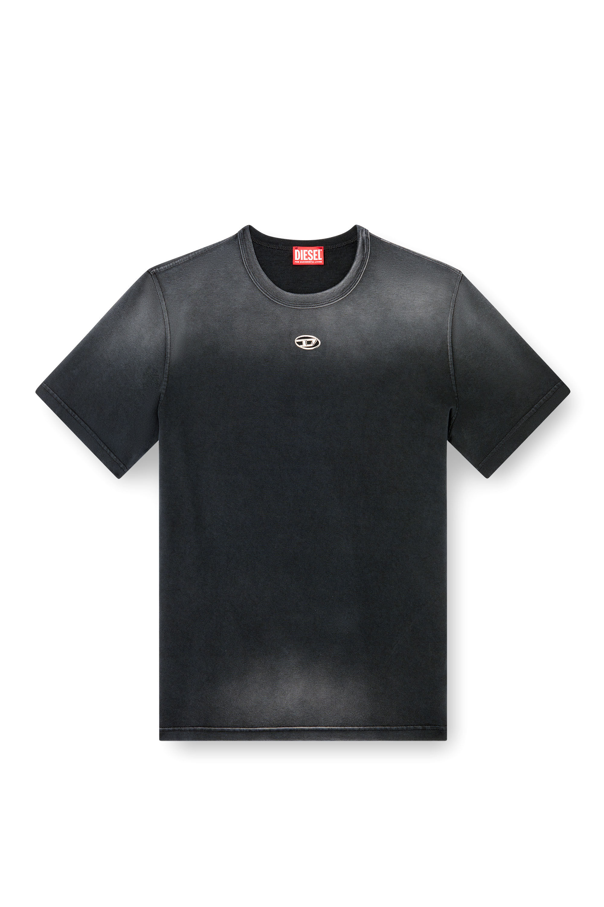Men's Faded T-shirt with cut-out Oval D | Black | Diesel