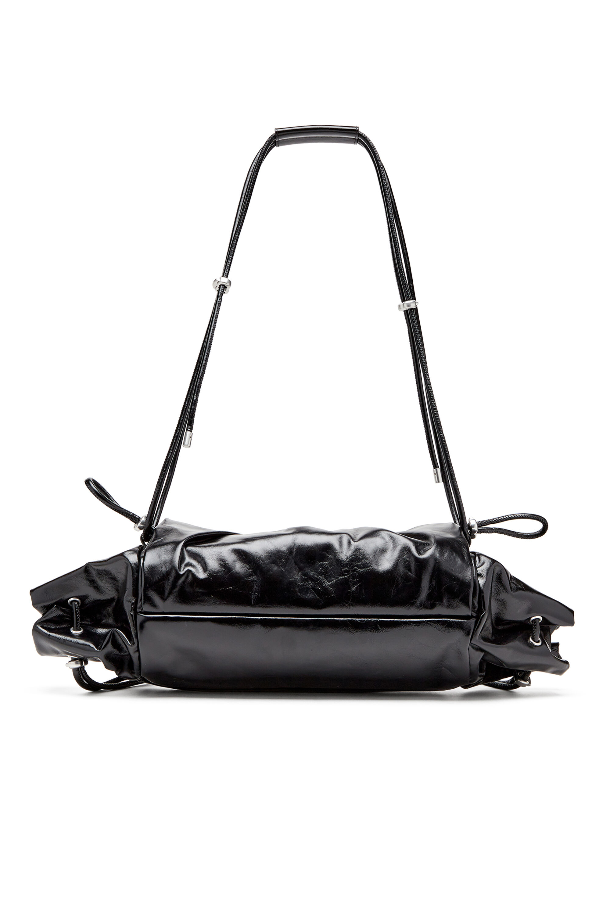 Diesel - SCRUNCH-D SHOULDER M, Scrunch-D M-Sac à bandoulière en cuir brillant Femme in Noir - 3